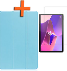 Nomfy Nomfy Lenovo Tab P11 Pro (2e Gen) Hoesje Met Uitsparing Apple Pencil Met Screenprotector - Lichtblauw