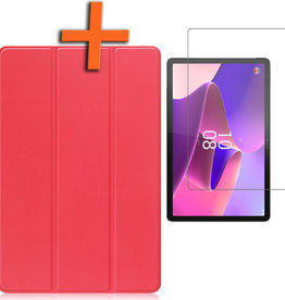 Nomfy Nomfy Lenovo Tab P11 Pro (2e Gen) Hoesje Met Uitsparing Apple Pencil Met Screenprotector - Rood