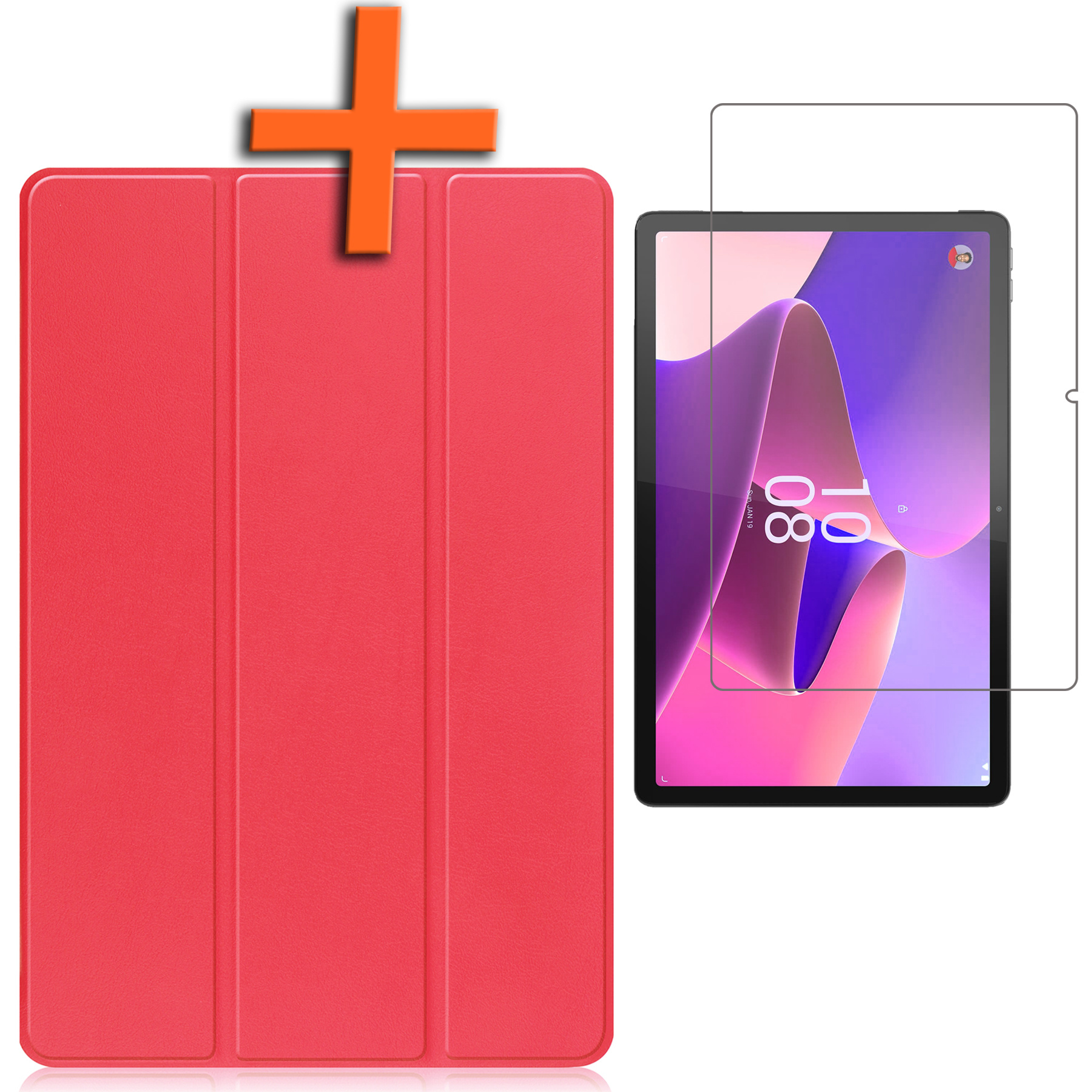 Nomfy Hoes Geschikt voor Lenovo Tab P11 Pro Hoes Tri-fold Tablet Hoesje Case Met Uitsparing Geschikt voor Lenovo Pen Met Screenprotector - Hoesje Geschikt voor Lenovo Tab P11 Pro Hoesje Hardcover Bookcase - Rood