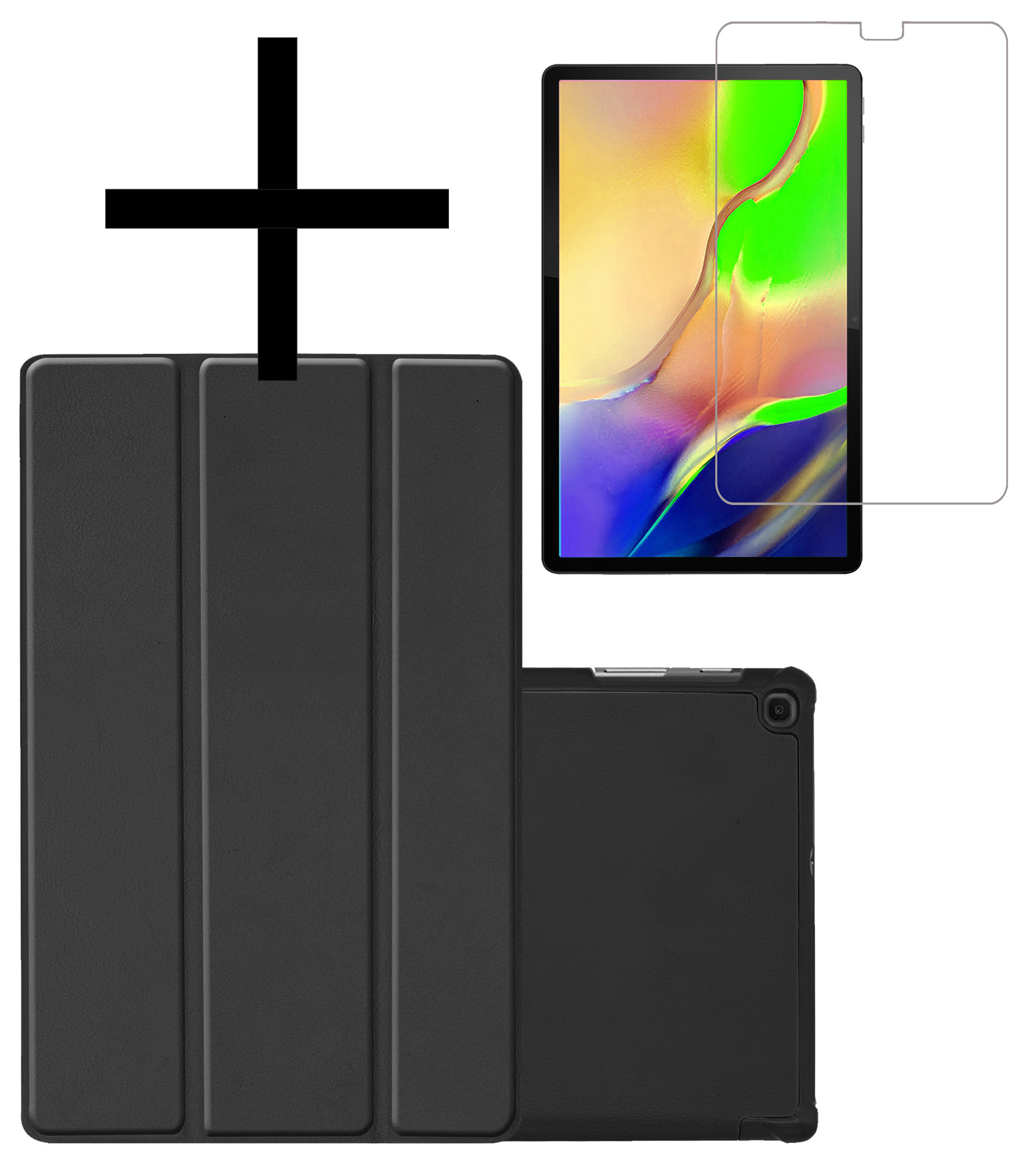NoXx Samsung Galaxy Tab A 10.1 2019 Hoesje Case Hard Cover Hoes Bookcase Met Screenprotector - Zwart