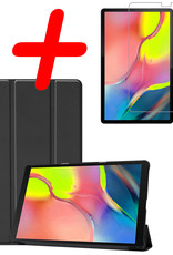 BASEY. Samsung Galaxy Tab A 10.1 2019 Hoes Bookcase Luxe Hard Cover Met Screenprotector - Zwart
