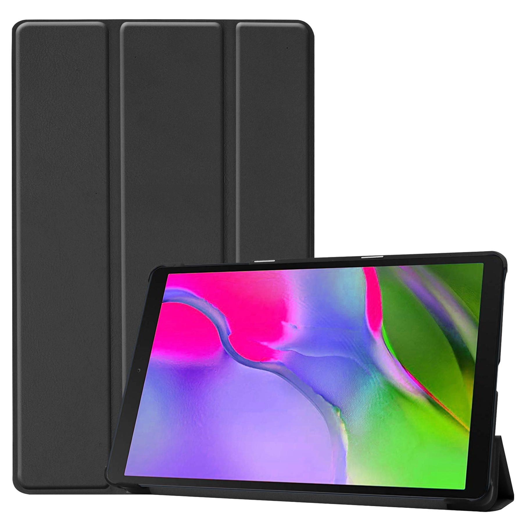 Nomfy Hoes Geschikt voor Samsung Galaxy Tab A 10.1 2019 Hoes Tri-fold Tablet Hoesje Case Met Screenprotector - Hoesje Geschikt voor Samsung Tab A 10.1 2019 Hoesje Hardcover Bookcase - Zwart