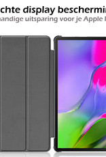 Nomfy Hoes Geschikt voor Samsung Galaxy Tab A 10.1 2019 Hoes Tri-fold Tablet Hoesje Case Met Screenprotector - Hoesje Geschikt voor Samsung Tab A 10.1 2019 Hoesje Hardcover Bookcase - Zwart