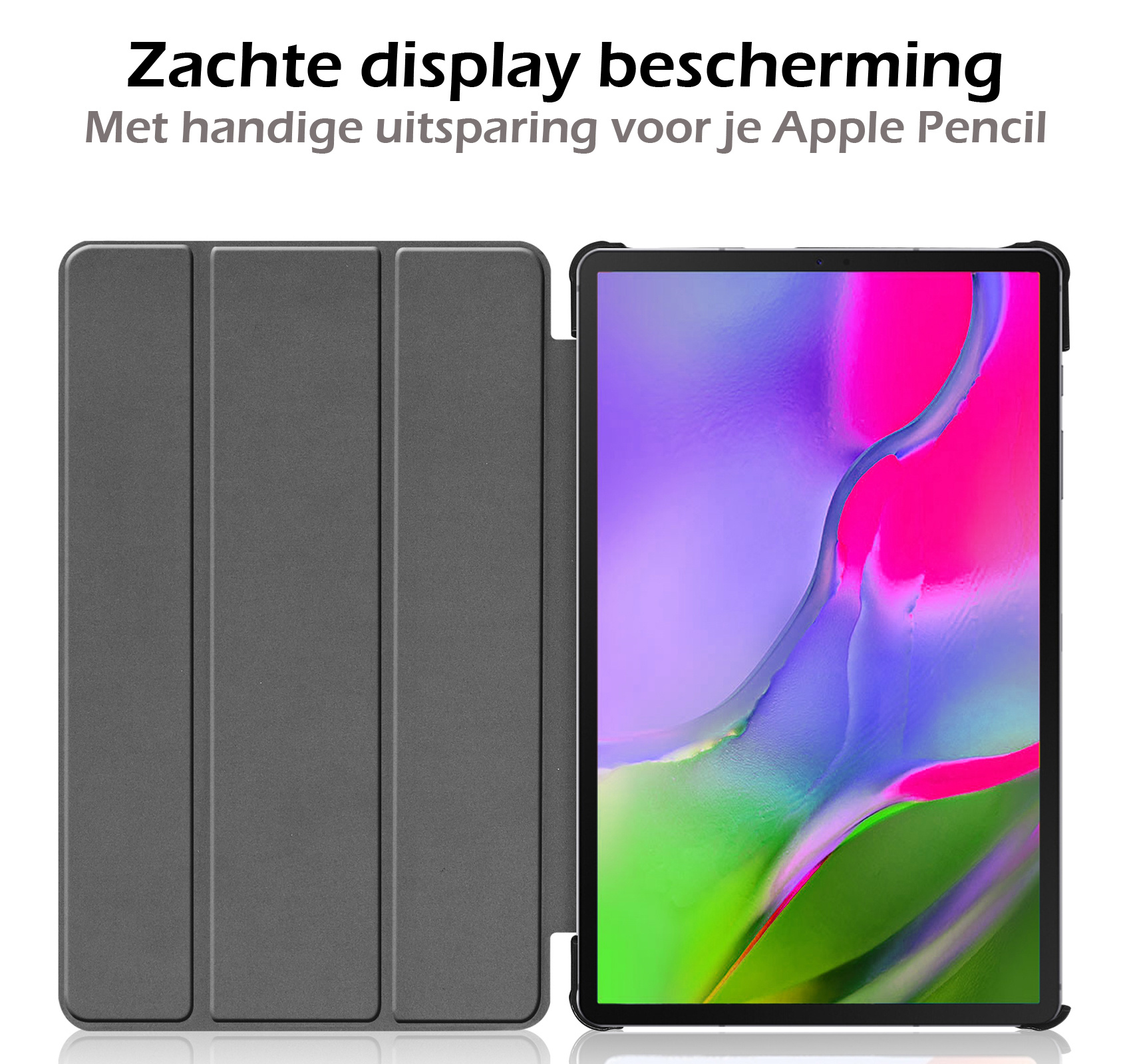 Nomfy Hoes Geschikt voor Samsung Galaxy Tab A 10.1 2019 Hoes Tri-fold Tablet Hoesje Case Met Screenprotector - Hoesje Geschikt voor Samsung Tab A 10.1 2019 Hoesje Hardcover Bookcase - Zwart