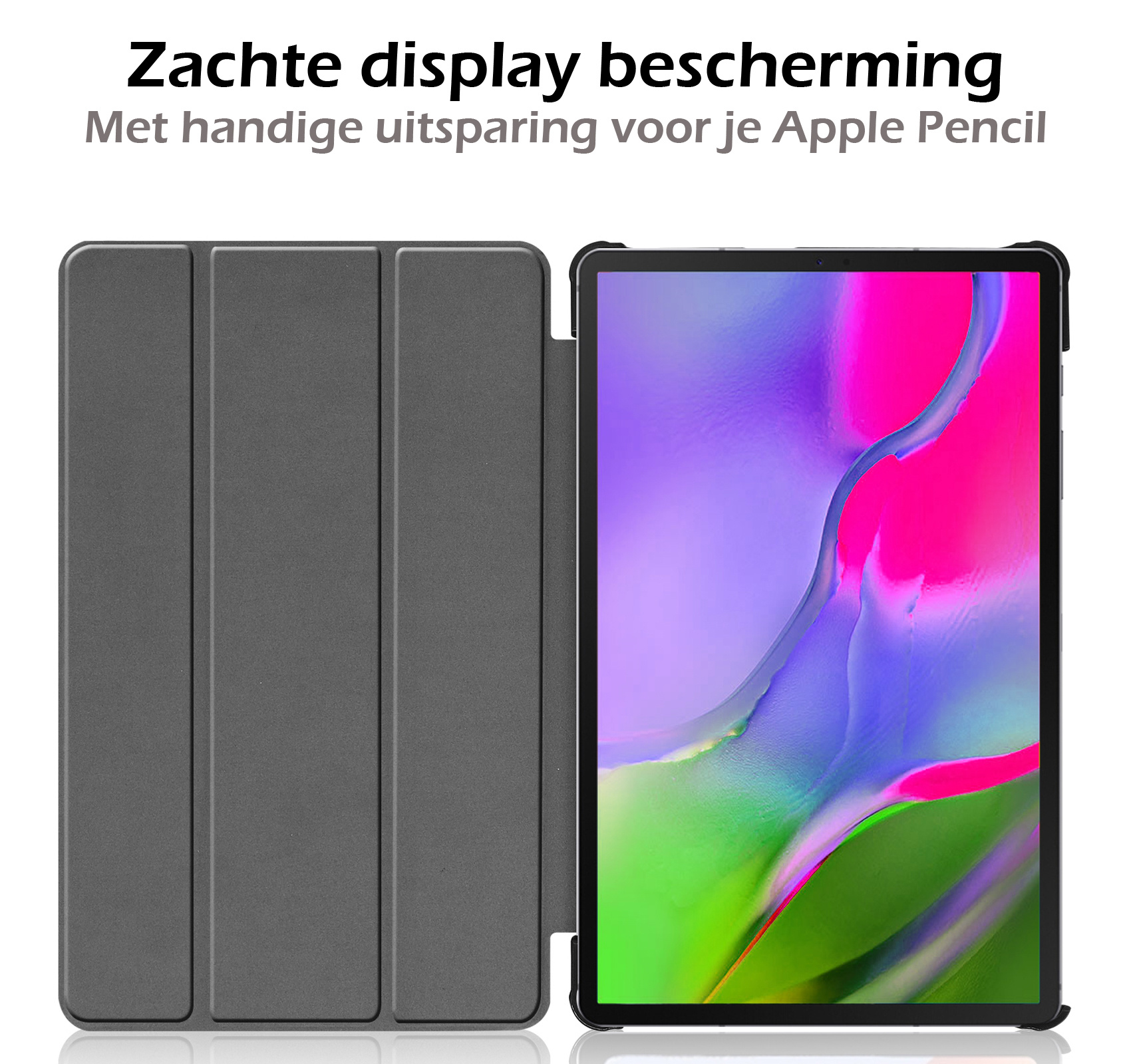 Nomfy Samsung Galaxy Tab A 10.1 2019 Hoesje Cover Bookcase Hoes Met Screenprotector - Zwart