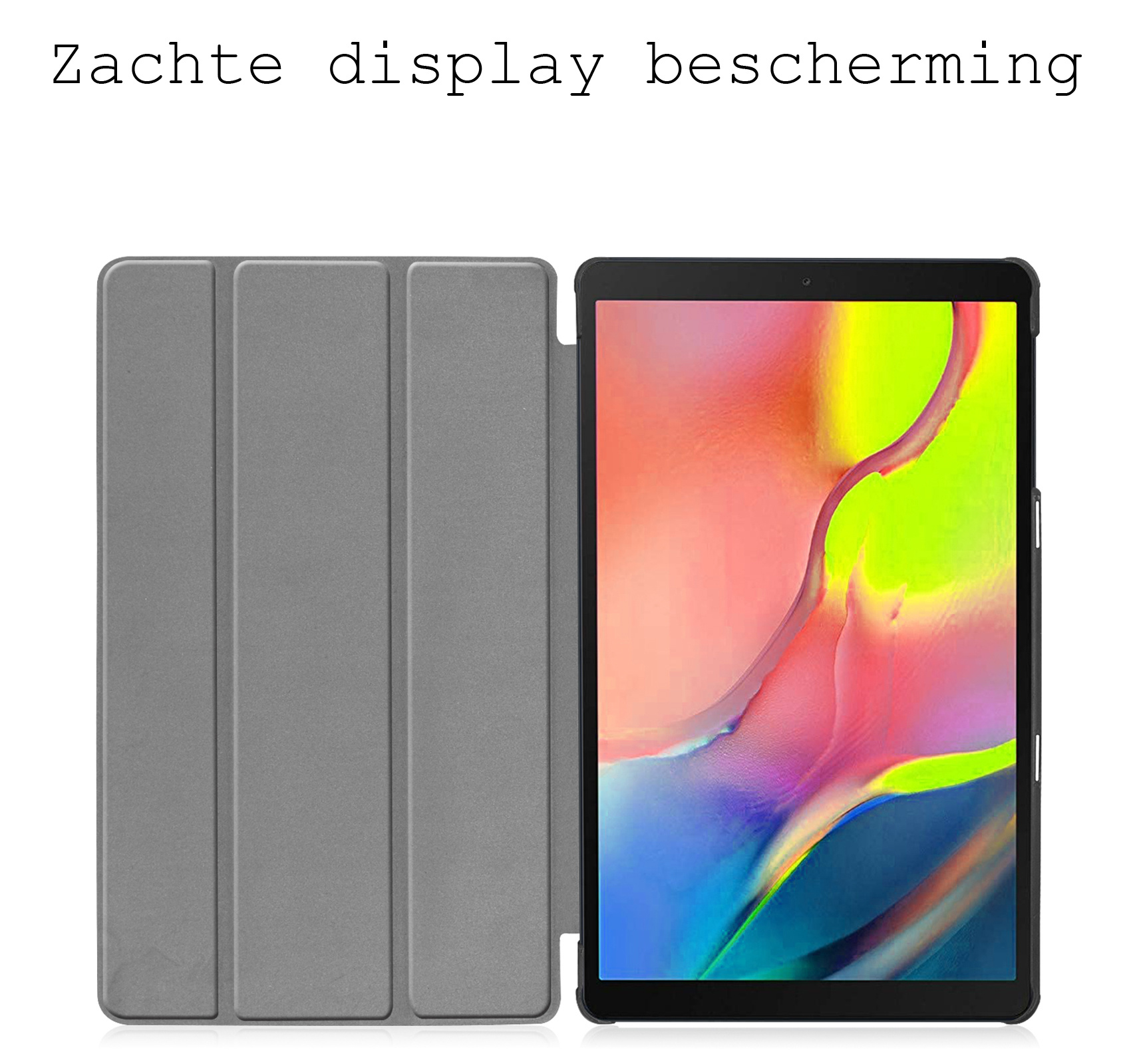 BASEY. Samsung Galaxy Tab A 10.1 2019 Hoes Bookcase Luxe Hard Cover Met Screenprotector - Zwart