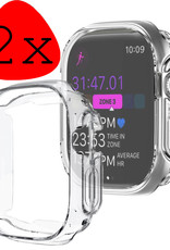 Hoes Geschikt Voor Apple Watch Ultra Hoesje Siliconen Case 49 mm - Geschikt Voor Apple Watch Ultra Hoes - Transparant - 2 Stuks