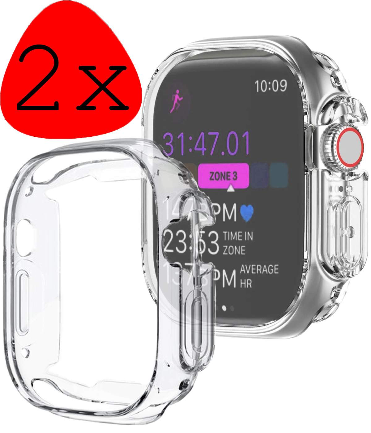 BASEY. Hoes Geschikt voor Apple Watch Ultra Hoesje Siliconen Case - Hoesje Geschikt voor Apple Watch Ultra (49 mm) Hoes - Transparant - 2 Stuks