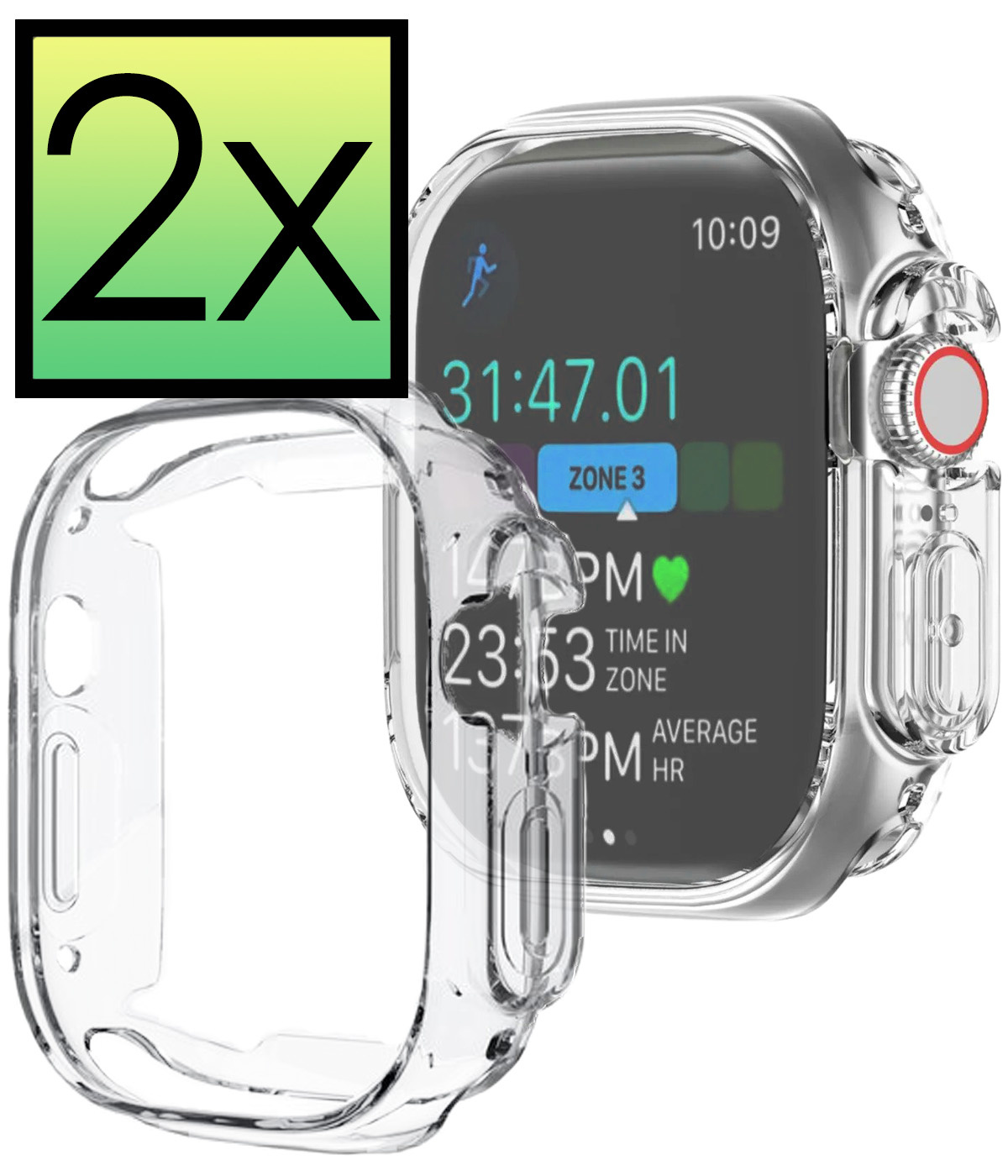 NoXx Hoes Geschikt voor Apple Watch Ultra Siliconen Case - Hoesje Geschikt voor Apple Watch Ultra (49 mm) Hoesje Cover Case - Transparant - 2x