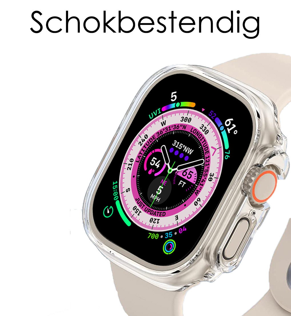 NoXx Hoes Geschikt voor Apple Watch Ultra Siliconen Case - Hoesje Geschikt voor Apple Watch Ultra (49 mm) Hoesje Cover Case - Transparant - 2x