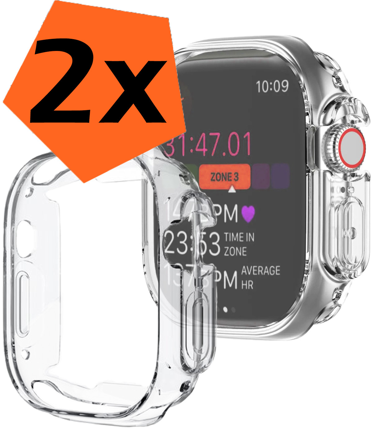 Nomfy Hoesje Geschikt voor Apple Watch Ultra Hoes Siliconen Case Cover - Hoes Geschikt voor Apple Watch Ultra (49 mm) Hoesje - Transparant - 2 PACK