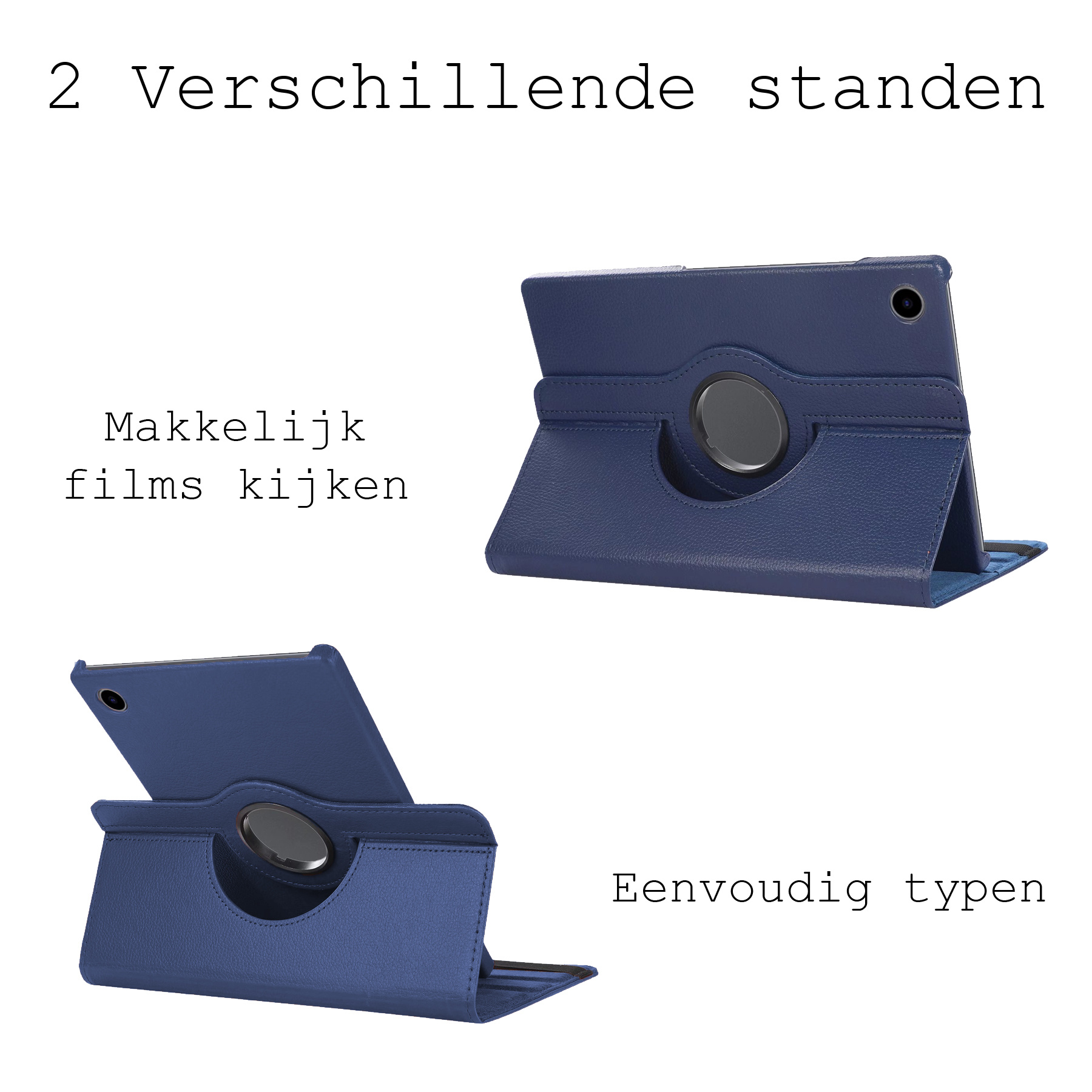 BASEY. Hoesje Geschikt voor Samsung Galaxy Tab A8 Hoes Case Hoesje 360 Draaibaar - Hoes Geschikt voor Samsung Tab A8 Hoesje Cover Draaibaar - Donkerblauw