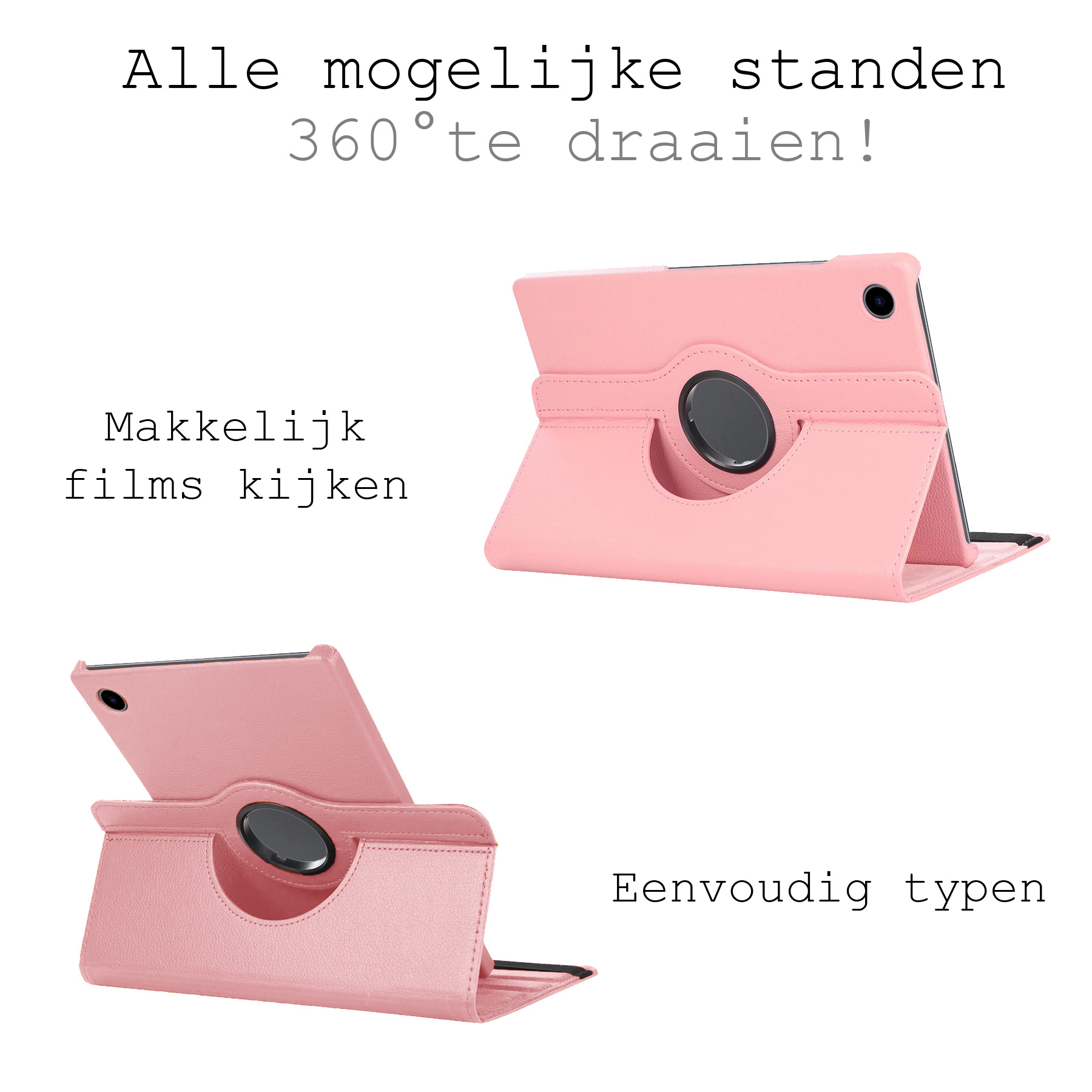 BASEY. Hoesje Geschikt voor Samsung Galaxy Tab A8 Hoes Case Hoesje 360 Draaibaar - Hoes Geschikt voor Samsung Tab A8 Hoesje Cover Draaibaar - Lichtroze