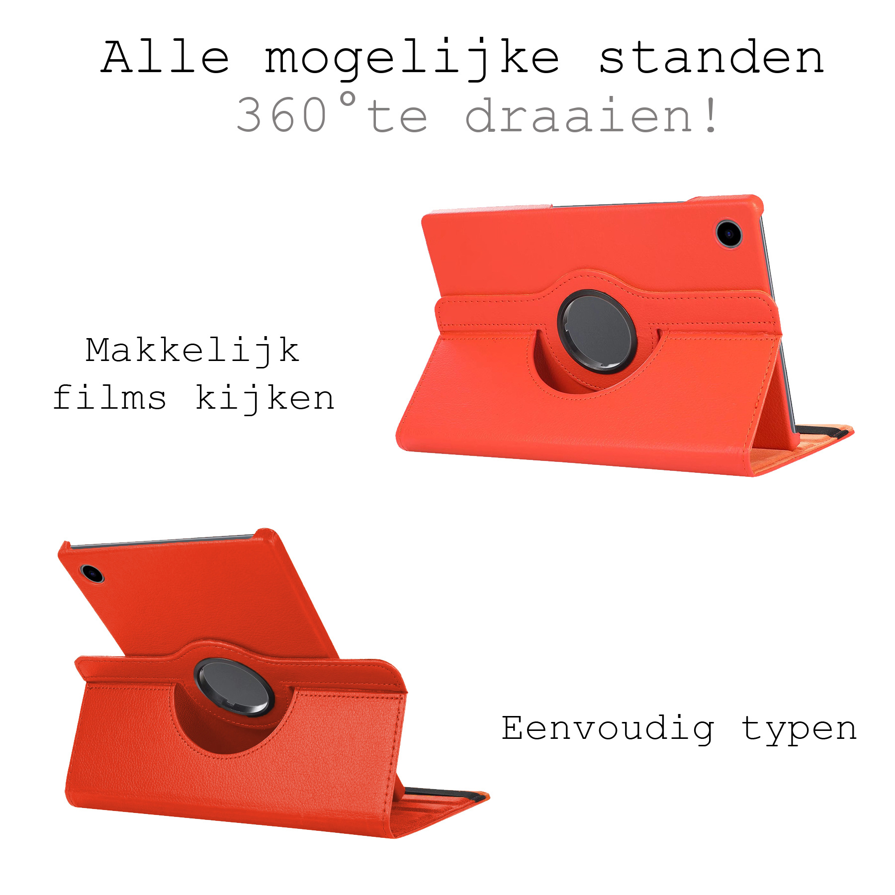 BASEY. Hoesje Geschikt voor Samsung Galaxy Tab A8 Hoes Case Hoesje 360 Draaibaar - Hoes Geschikt voor Samsung Tab A8 Hoesje Cover Draaibaar - Oranje