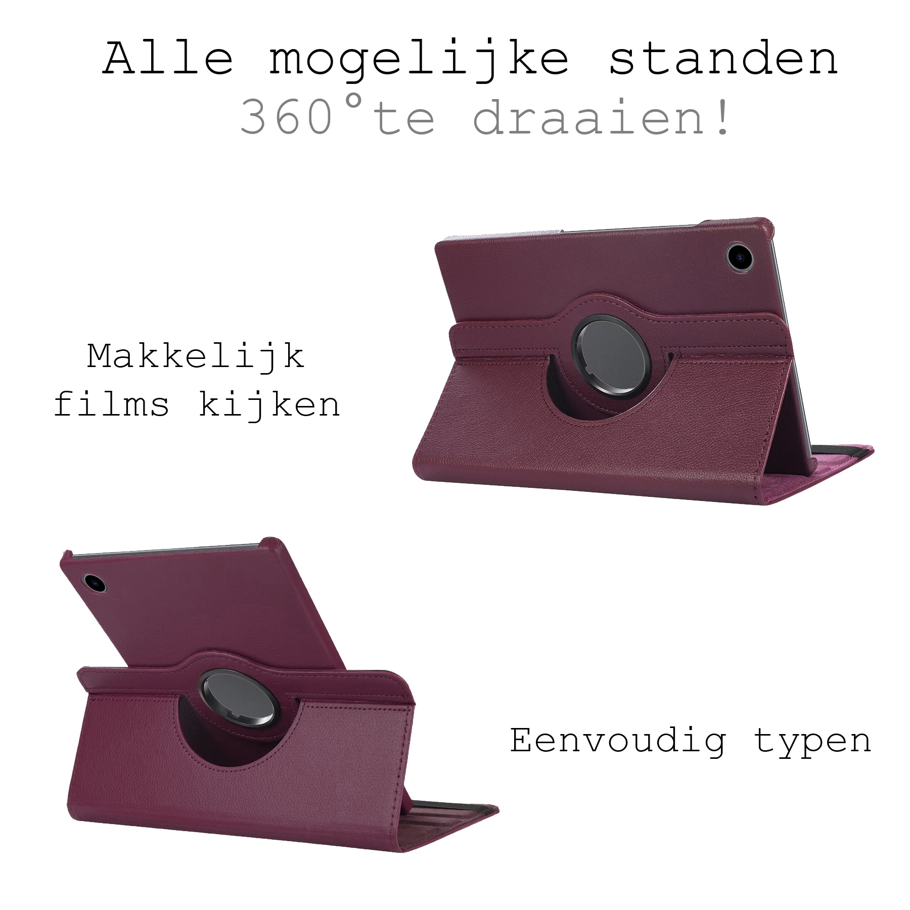 BASEY. Hoesje Geschikt voor Samsung Galaxy Tab A8 Hoes Case Hoesje 360 Draaibaar - Hoes Geschikt voor Samsung Tab A8 Hoesje Cover Draaibaar - Paars