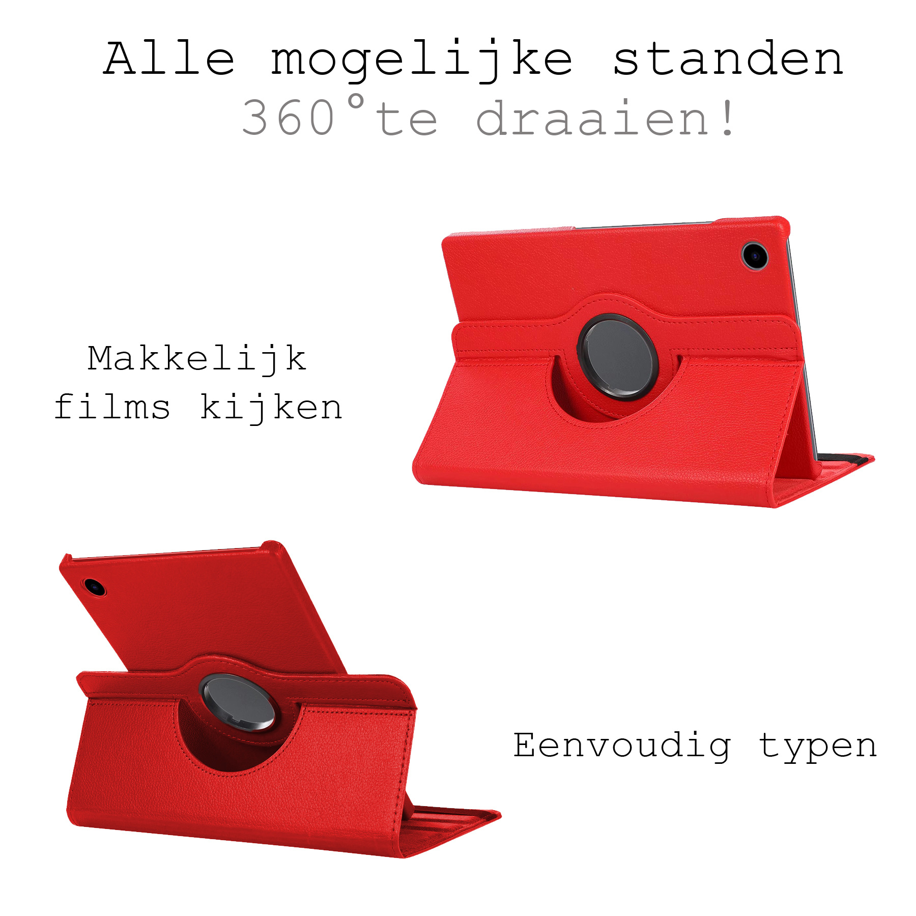 BASEY. Hoesje Geschikt voor Samsung Galaxy Tab A8 Hoes Case Hoesje 360 Draaibaar - Hoes Geschikt voor Samsung Tab A8 Hoesje Cover Draaibaar - Rood