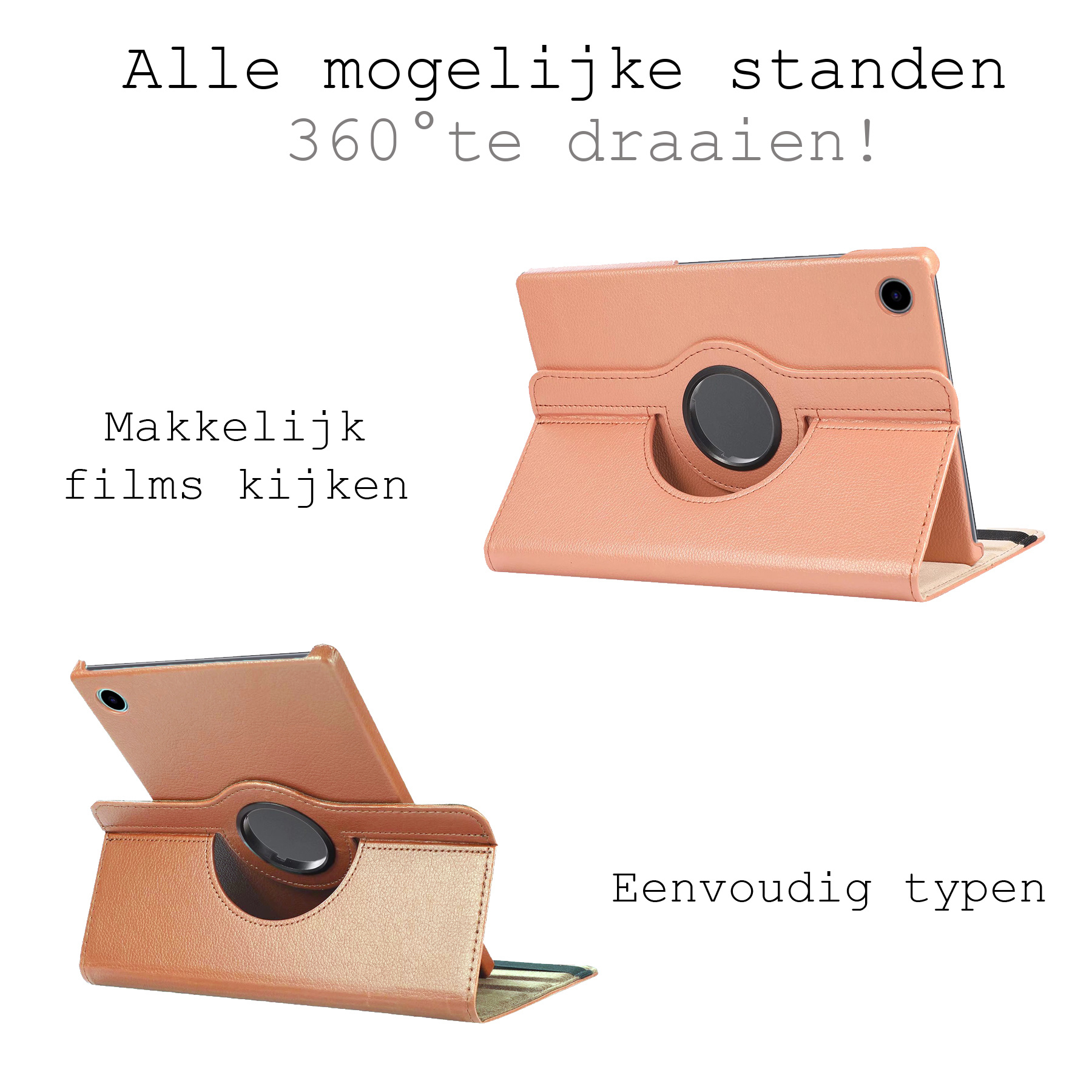 BASEY. Hoesje Geschikt voor Samsung Galaxy Tab A8 Hoes Case Hoesje 360 Draaibaar - Hoes Geschikt voor Samsung Tab A8 Hoesje Cover Draaibaar - Rosé goud