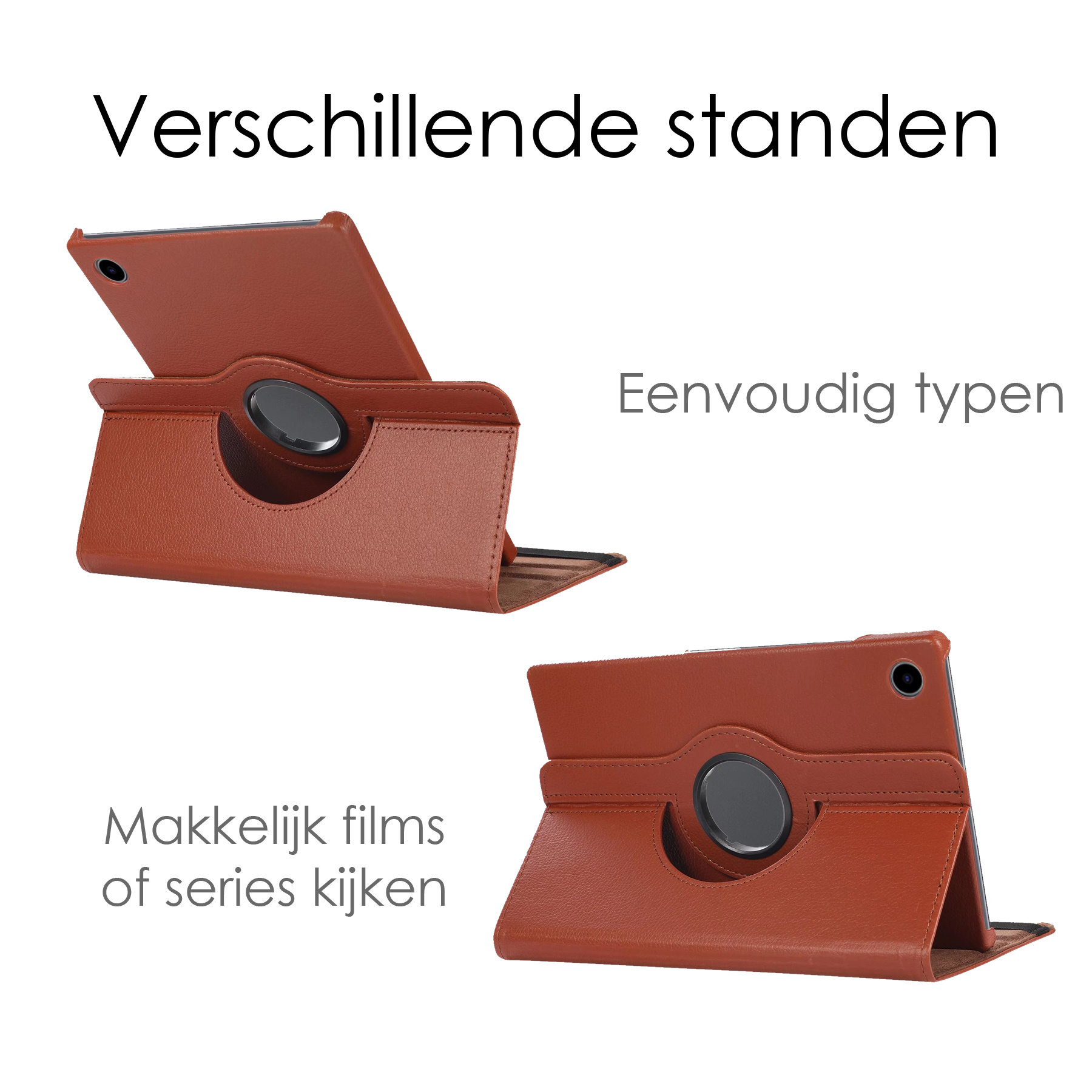 NoXx Hoesje Geschikt voor Samsung Galaxy Tab A8 Hoes Case Hard Cover 360 Draaibaar Hoesje - Bruin