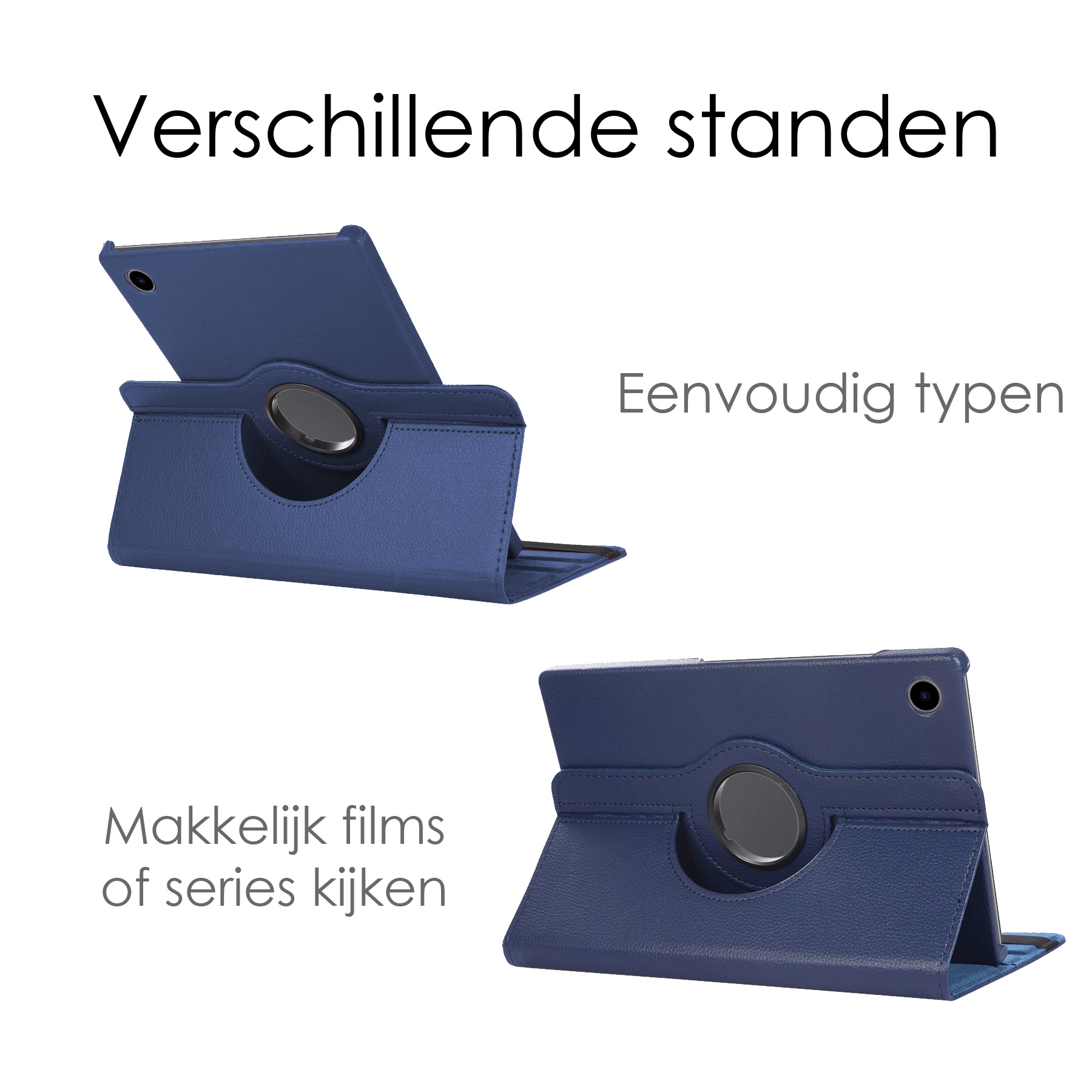 NoXx Hoesje Geschikt voor Samsung Galaxy Tab A8 Hoes Case Hard Cover 360 Draaibaar Hoesje - Donkerblauw