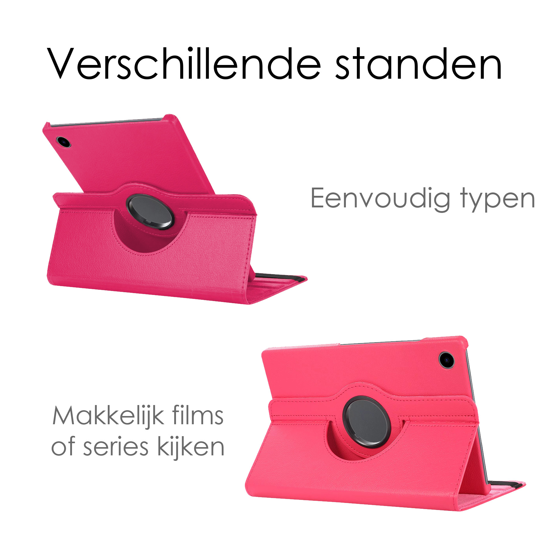 NoXx Hoesje Geschikt voor Samsung Galaxy Tab A8 Hoes Case Hard Cover 360 Draaibaar Hoesje - Donkerroze