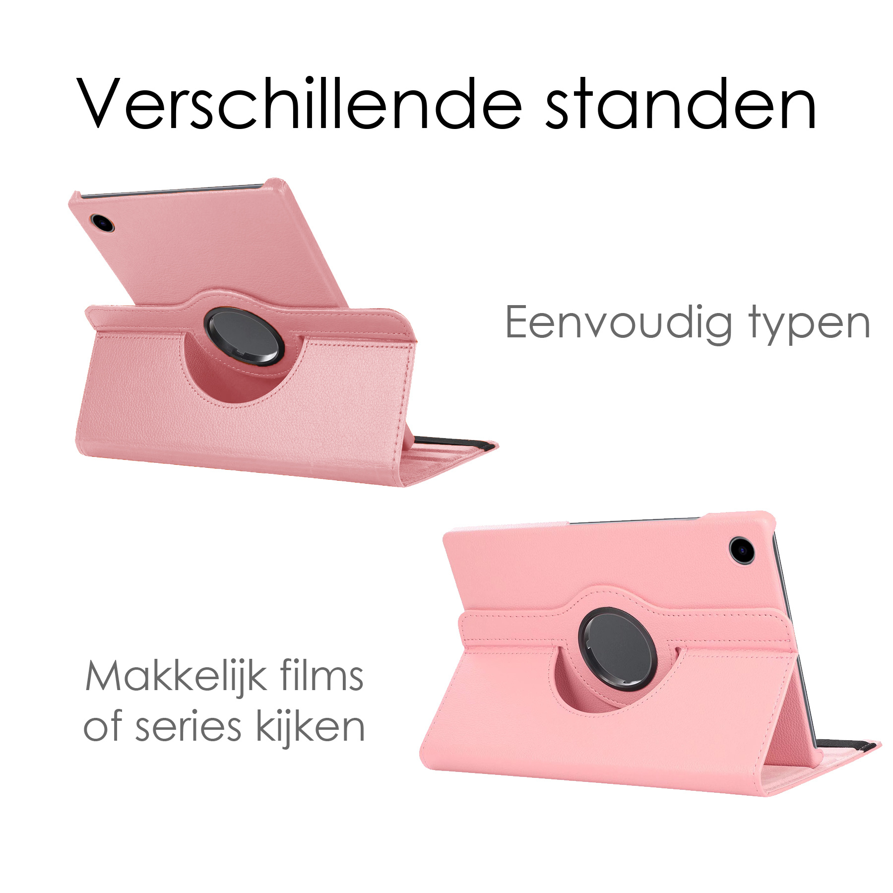 NoXx Hoesje Geschikt voor Samsung Galaxy Tab A8 Hoes Case Hard Cover 360 Draaibaar Hoesje - Lichtroze