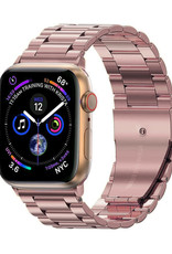 BASEY. Metalen Bandje Geschikt Voor Apple Watch Bandje 42/44/45 mm - Horloge Band Schakel Polsband Geschikt Voor Apple Watch 1-8 / SE - 42/44/45 mm - Rose Goud
