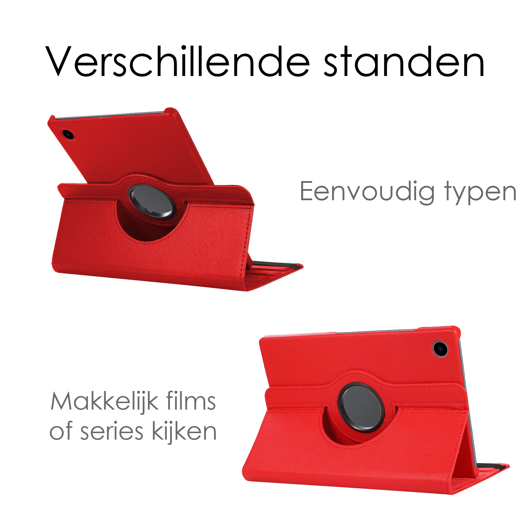 NoXx Hoesje Geschikt voor Samsung Galaxy Tab A8 Hoes Case Hard Cover 360 Draaibaar Hoesje - Rood
