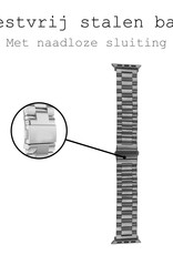 BASEY. Metalen Bandje Geschikt voor Apple Watch 1-8 / SE (42/44/45 mm) Bandje Metaal - Horloge Band Schakel Polsband Geschikt voor Apple Watch 1-8 / SE (42/44/45 mm) Band - Zilver