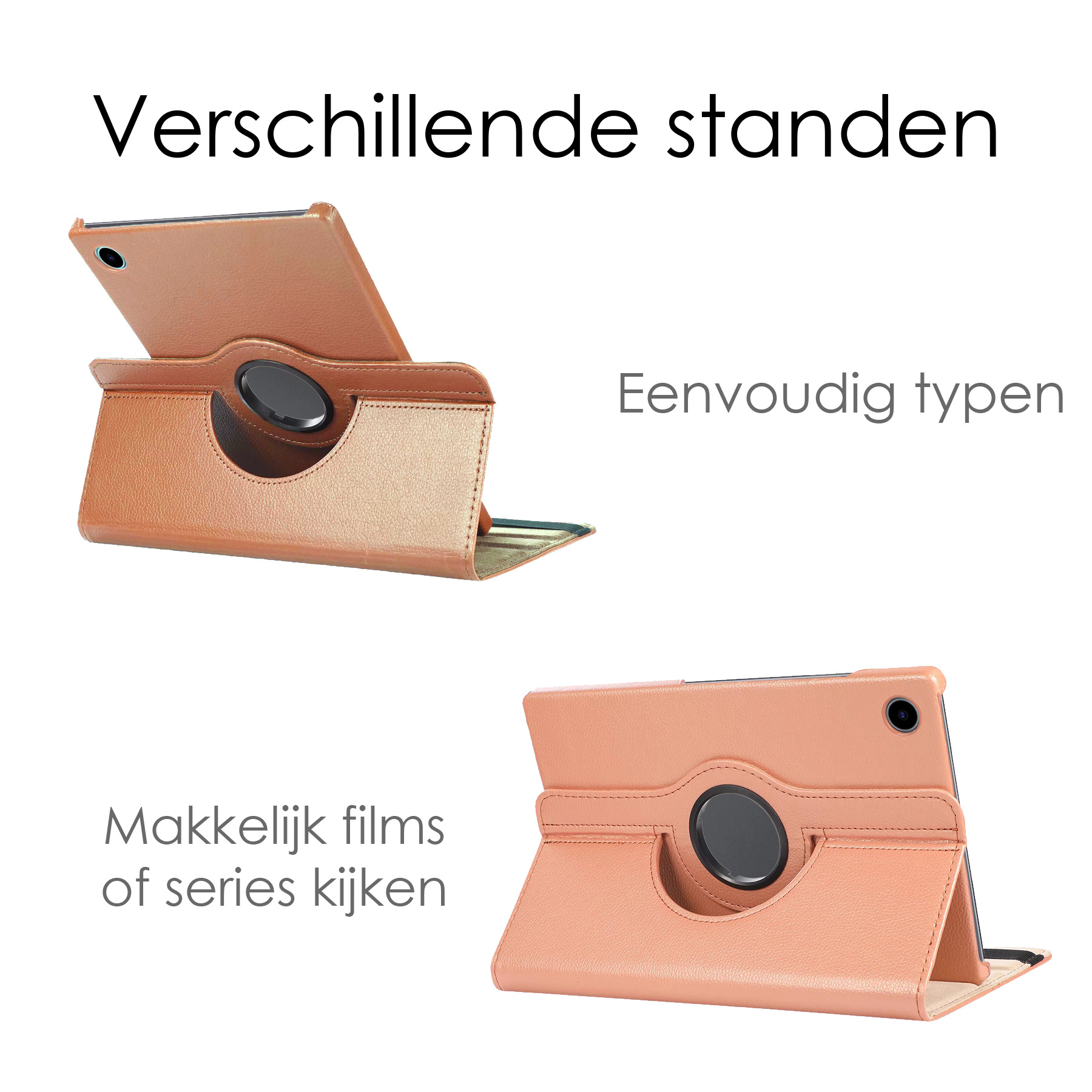 NoXx Hoesje Geschikt voor Samsung Galaxy Tab A8 Hoes Case Hard Cover 360 Draaibaar Hoesje - Rosé goud