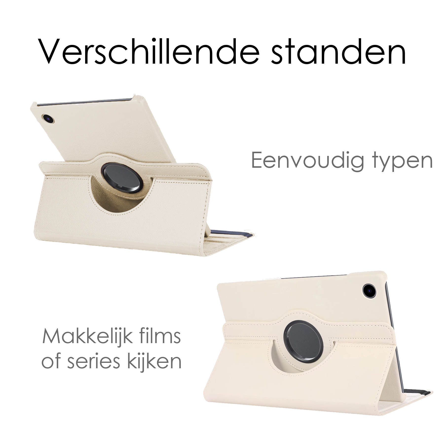 NoXx Hoesje Geschikt voor Samsung Galaxy Tab A8 Hoes Case Hard Cover 360 Draaibaar Hoesje - Wit