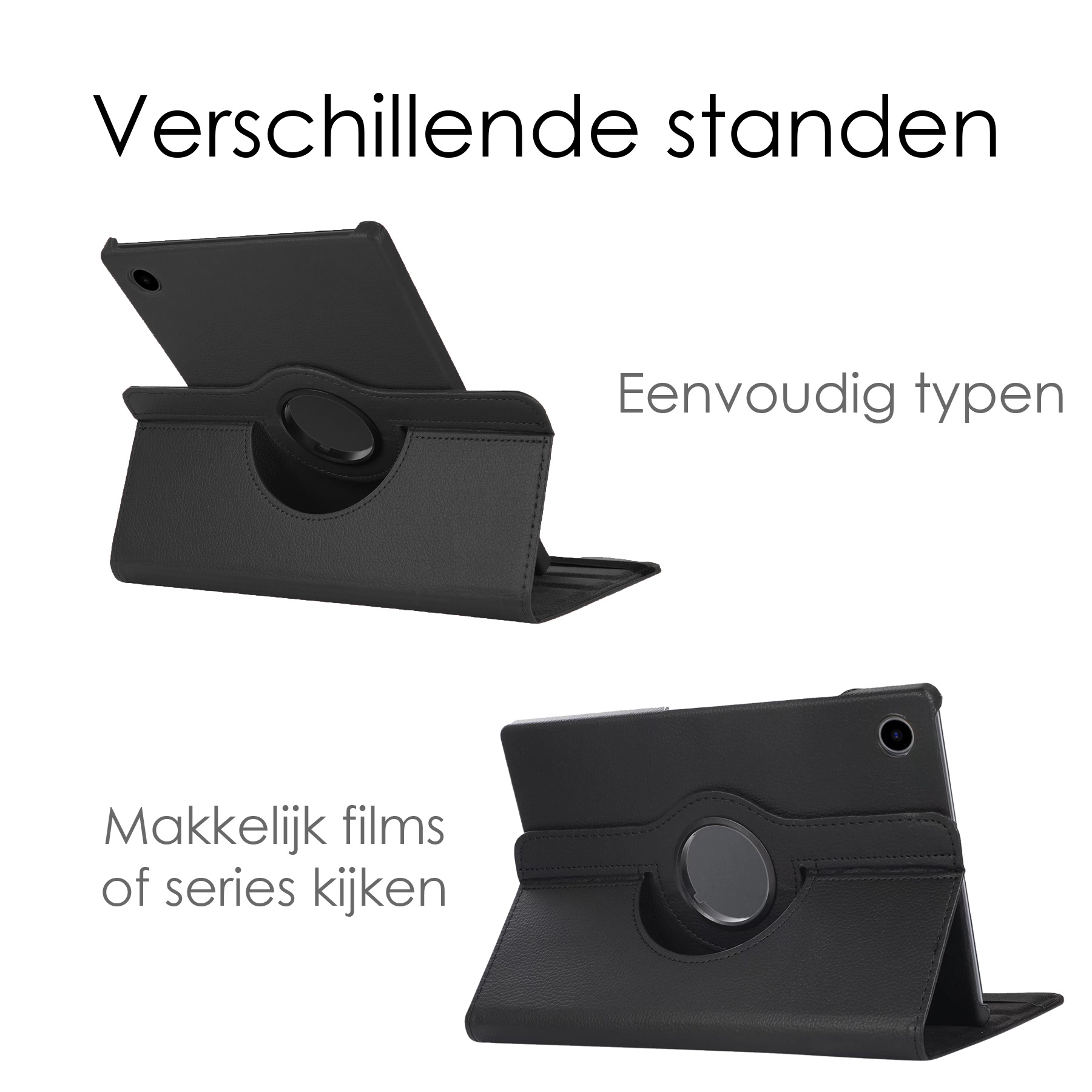 NoXx Hoesje Geschikt voor Samsung Galaxy Tab A8 Hoes Case Hard Cover 360 Draaibaar Hoesje - Zwart