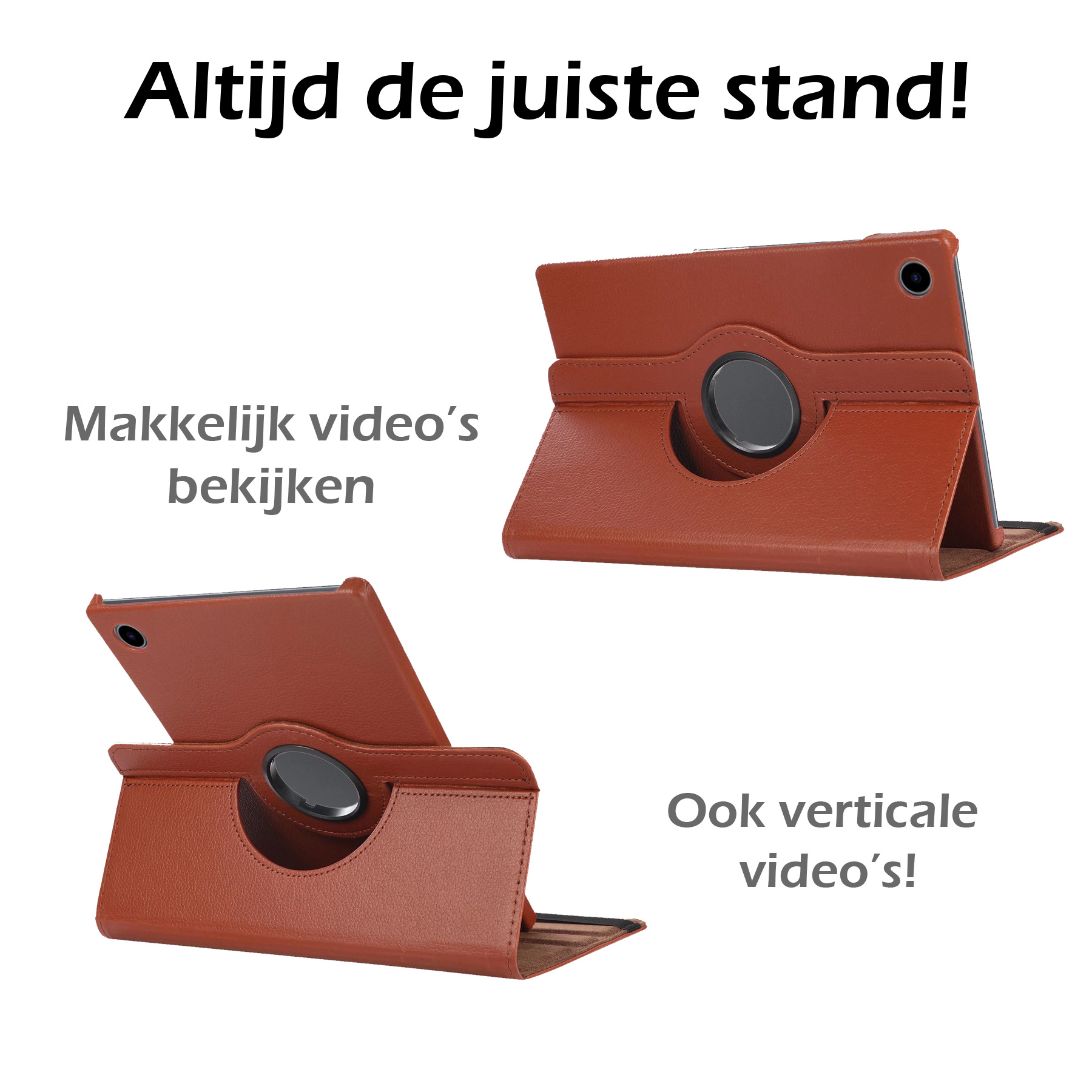 Nomfy Hoes Geschikt voor Samsung Galaxy Tab A8 Hoesje Case Draaibaar 360 graden - Hoesje Geschikt voor Samsung Tab A8 Hoes Draaibaar Hoesje Cover - Bruin