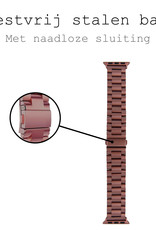BASEY. Metalen Bandje Geschikt voor Apple Watch 1-8 / SE (38/40/41 mm) Bandje Metaal - Horloge Band Schakel Polsband Geschikt voor Apple Watch 1-8 / SE (38/40/41 mm) Band - Rose Goud