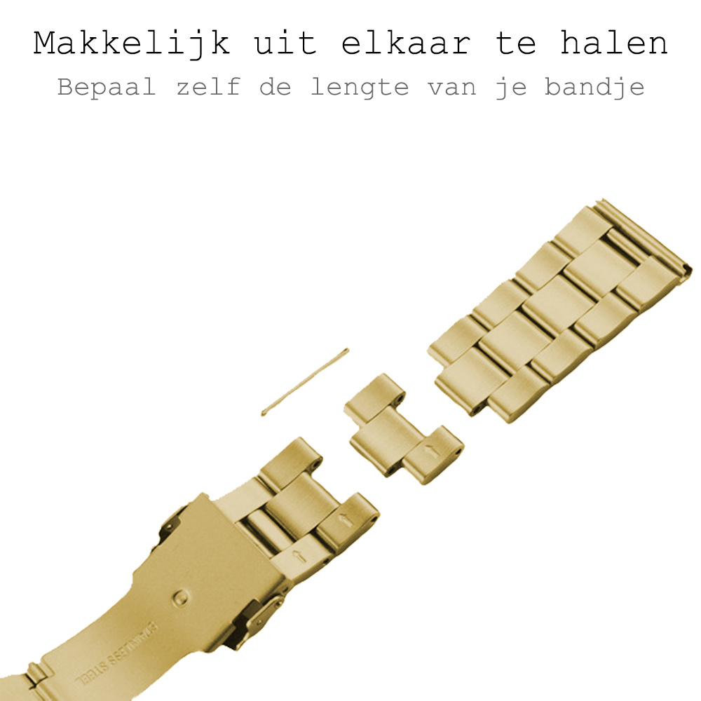 BASEY. Metalen Bandje Geschikt voor Apple Watch 1-8 / SE (38/40/41 mm) Bandje Metaal - Horloge Band Schakel Polsband Geschikt voor Apple Watch 1-8 / SE (38/40/41 mm) Band - Goud