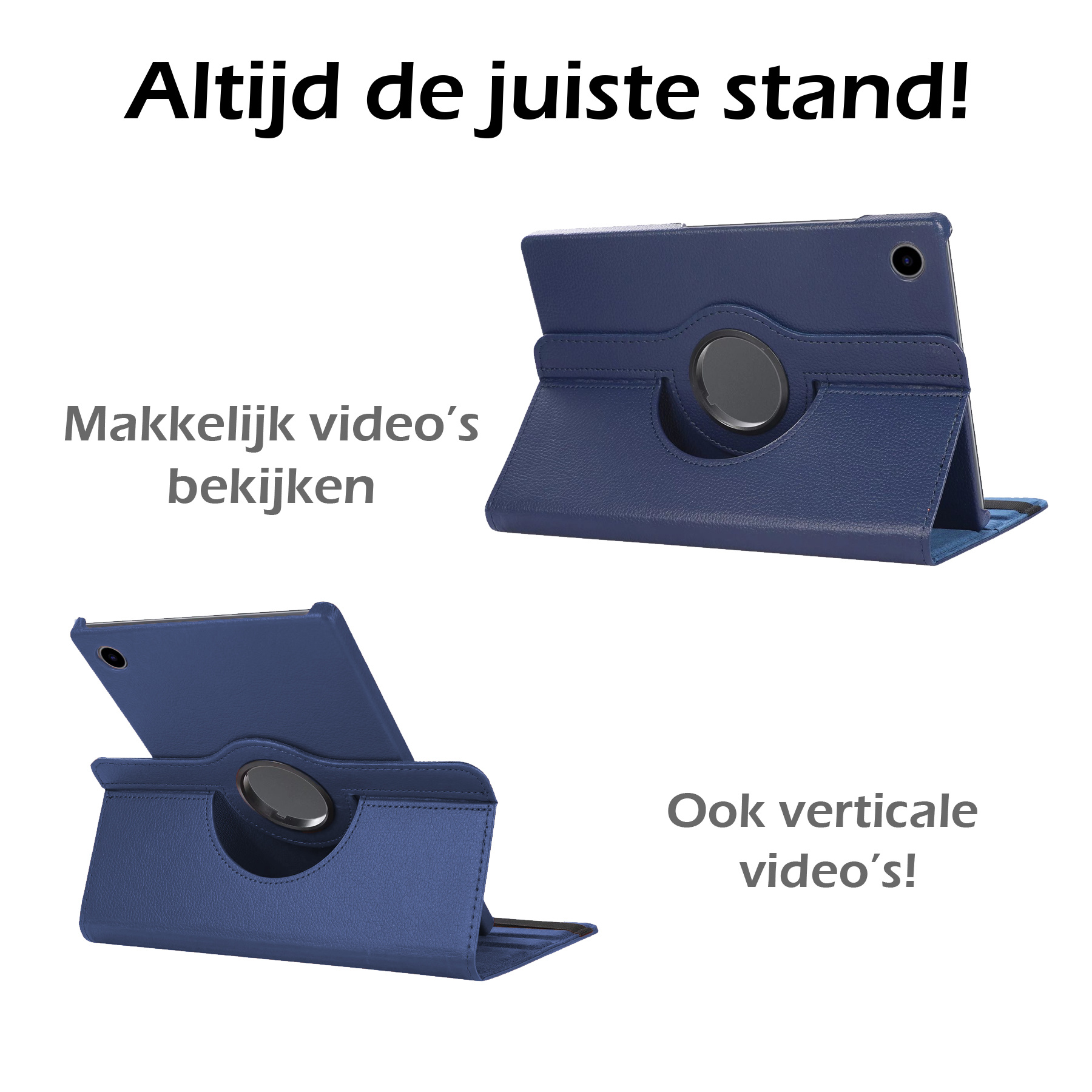 Nomfy Hoes Geschikt voor Samsung Galaxy Tab A8 Hoesje Case Draaibaar 360 graden - Hoesje Geschikt voor Samsung Tab A8 Hoes Draaibaar Hoesje Cover - Donkerblauw
