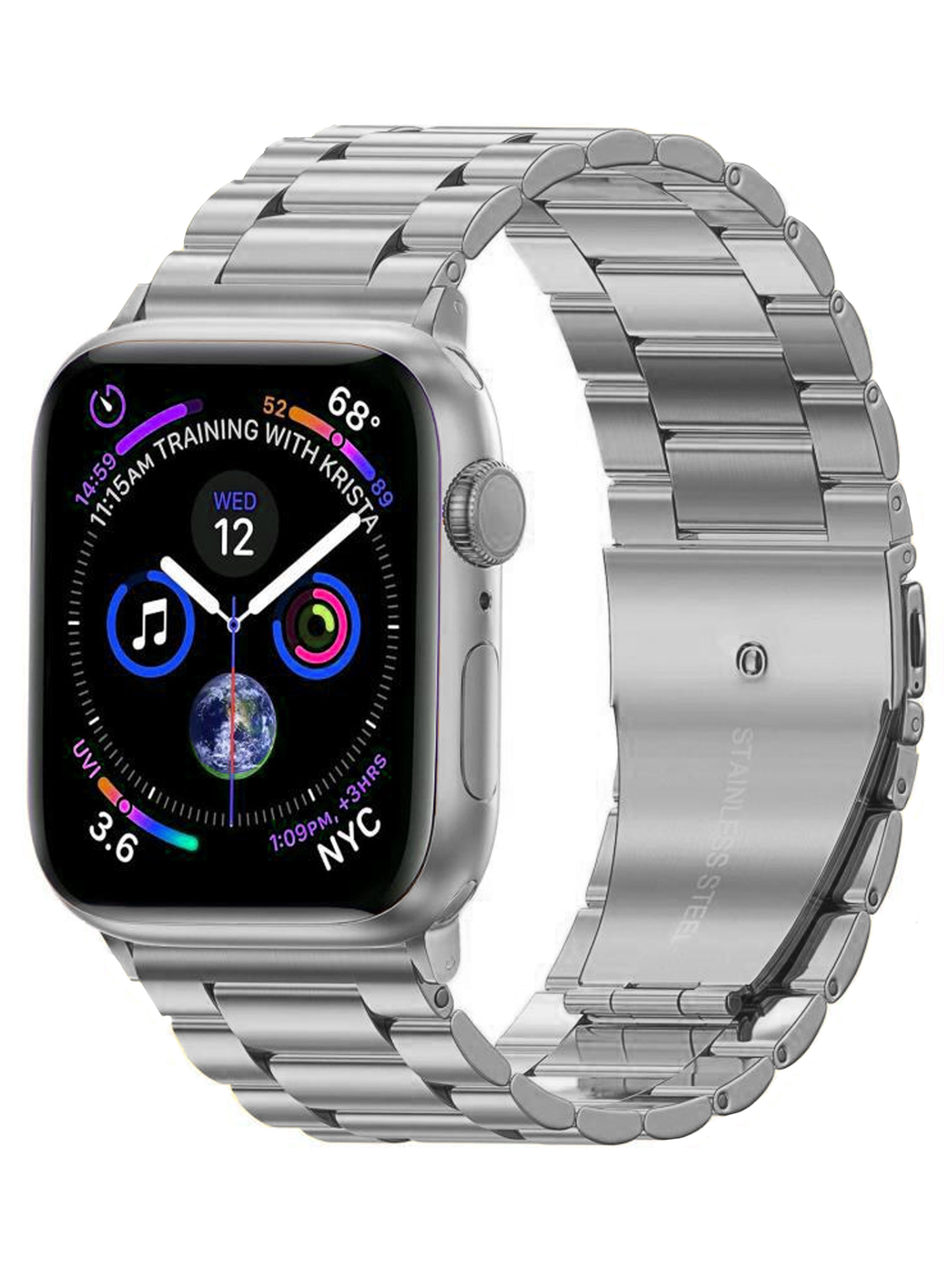 BASEY. Metalen Bandje Geschikt Voor Apple Watch Bandje 38/40/41 mm - Horloge Band Schakel Polsband Geschikt Voor Apple Watch 1-8 / SE - 38/40/41 mm - Zilver