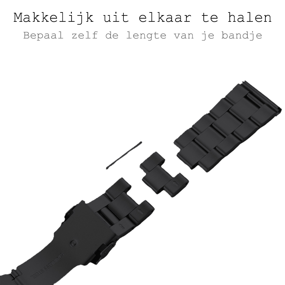 BASEY. Metalen Bandje Geschikt voor Apple Watch 1-8 / SE (38/40/41 mm) Bandje Metaal - Horloge Band Schakel Polsband Geschikt voor Apple Watch 1-8 / SE (38/40/41 mm) Band - Zwart