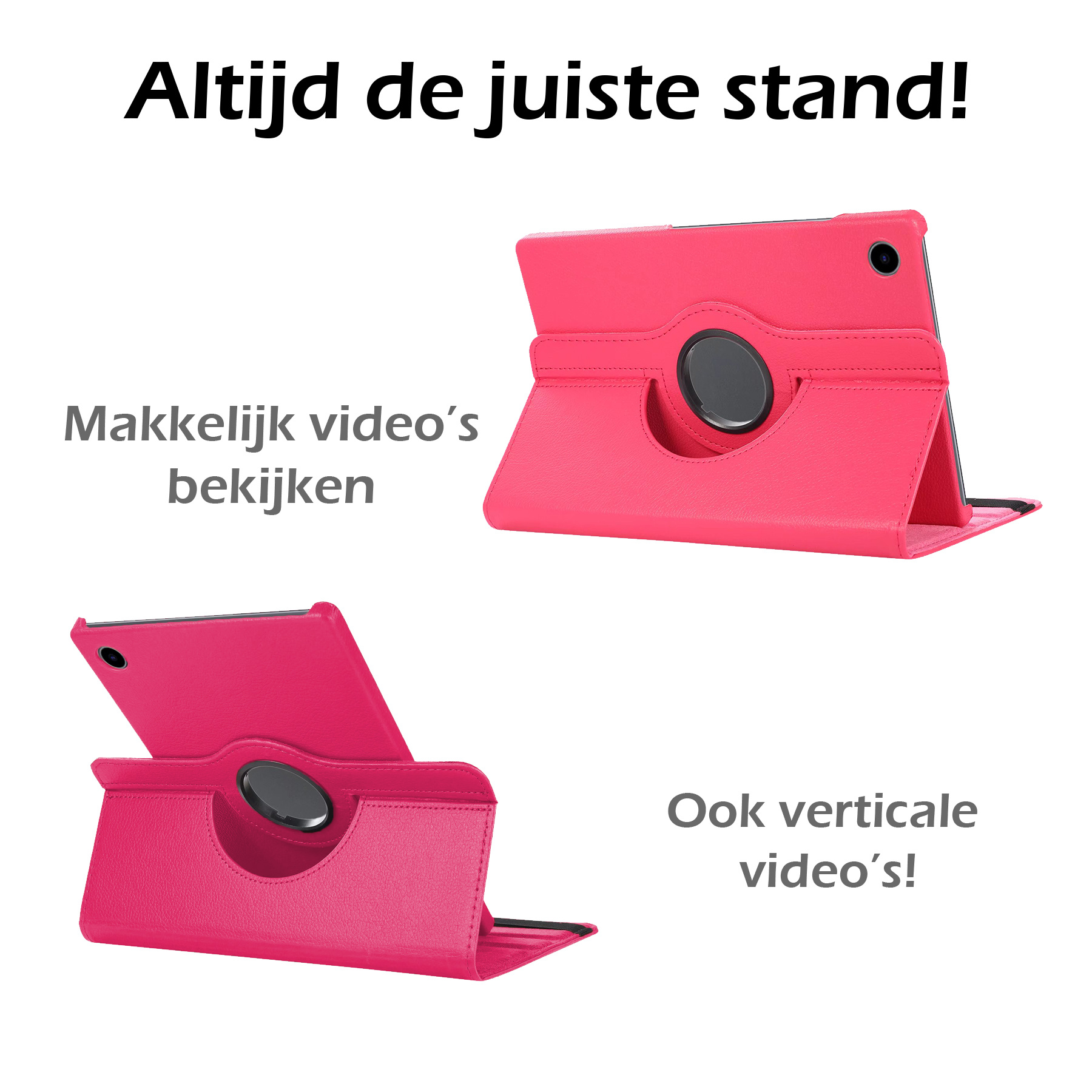 Nomfy Hoes Geschikt voor Samsung Galaxy Tab A8 Hoesje Case Draaibaar 360 graden - Hoesje Geschikt voor Samsung Tab A8 Hoes Draaibaar Hoesje Cover - Donkerroze