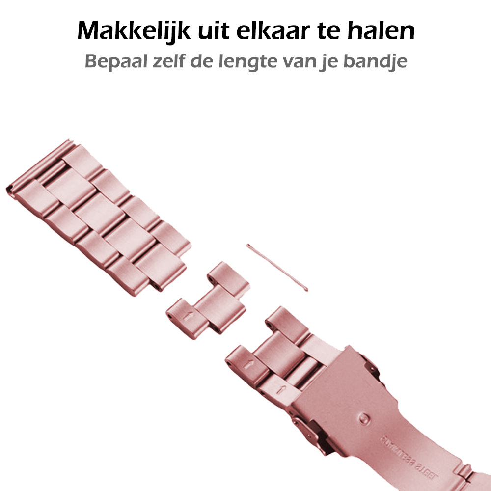 Nomfy Bandje Geschikt voor Apple Watch 1-8 / SE (42/44/45 mm) Bandje Metaal Horloge Band Schakels - Band Geschikt voor Apple Watch (42/44/45 mm) Bandje Shakels Metaal - Rose Goud