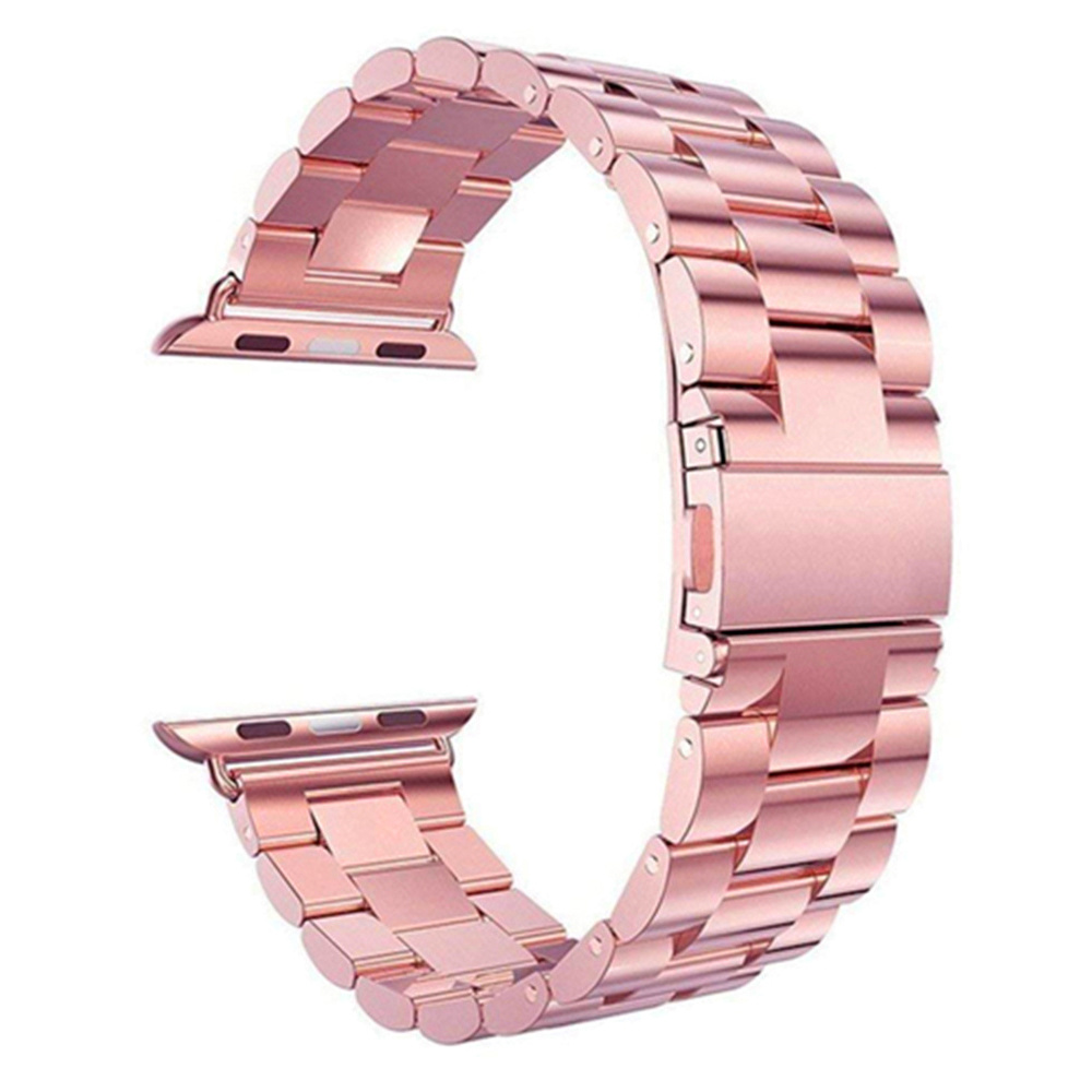 Nomfy Bandje Geschikt voor Apple Watch 1-8 / SE (42/44/45 mm) Bandje Metaal Horloge Band Schakels - Band Geschikt voor Apple Watch (42/44/45 mm) Bandje Shakels Metaal - Rose Goud