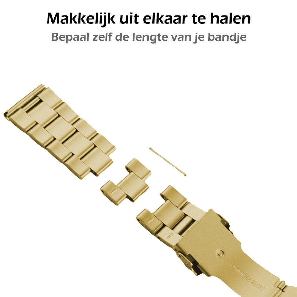 Nomfy Bandje Geschikt voor Apple Watch 1-8 / SE (42/44/45 mm) Bandje Metaal Horloge Band Schakels - Band Geschikt voor Apple Watch (42/44/45 mm) Bandje Shakels Metaal - Goud