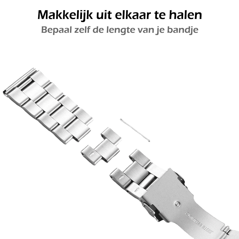 Nomfy Bandje Geschikt voor Apple Watch 1-8 / SE (42/44/45 mm) Bandje Metaal Horloge Band Schakels - Band Geschikt voor Apple Watch (42/44/45 mm) Bandje Shakels Metaal - Zilveren