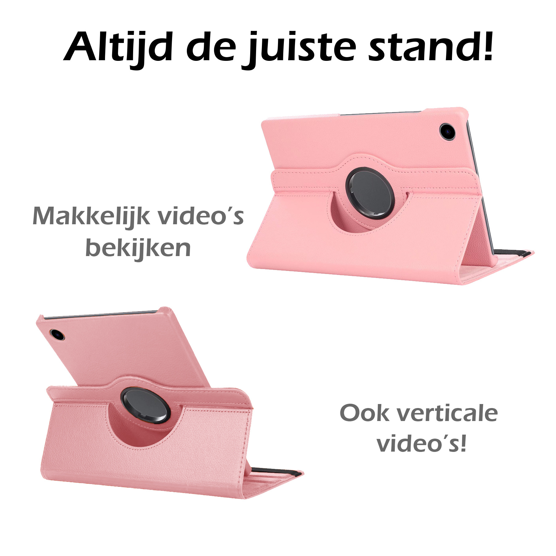 Nomfy Hoes Geschikt voor Samsung Galaxy Tab A8 Hoesje Case Draaibaar 360 graden - Hoesje Geschikt voor Samsung Tab A8 Hoes Draaibaar Hoesje Cover - Lichtroze