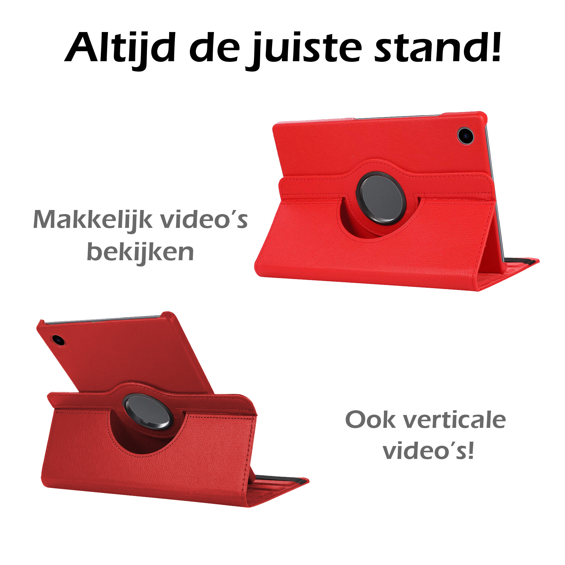 Nomfy Hoes Geschikt voor Samsung Galaxy Tab A8 Hoesje Case Draaibaar 360 graden - Hoesje Geschikt voor Samsung Tab A8 Hoes Draaibaar Hoesje Cover - Rood