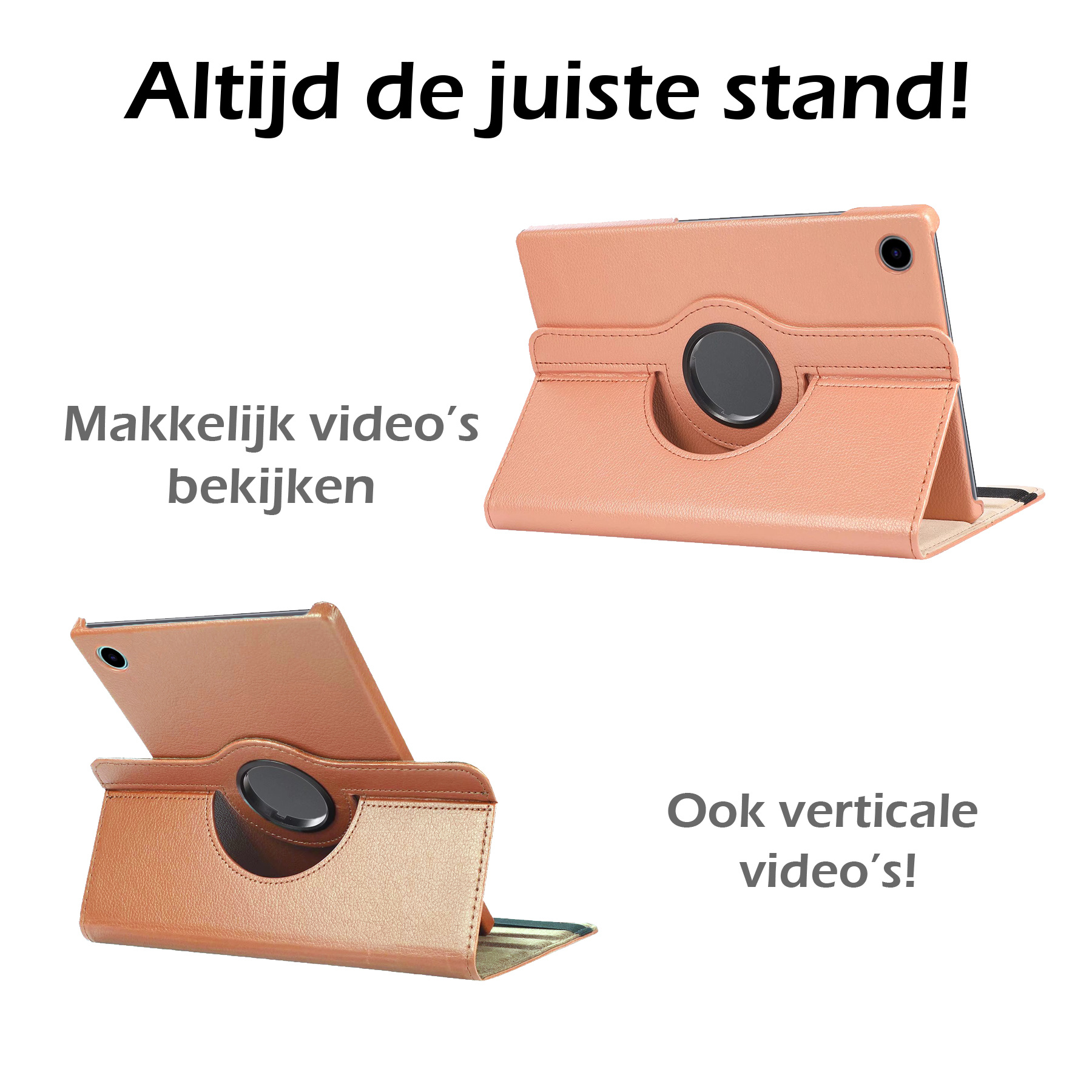 Nomfy Hoes Geschikt voor Samsung Galaxy Tab A8 Hoesje Case Draaibaar 360 graden - Hoesje Geschikt voor Samsung Tab A8 Hoes Draaibaar Hoesje Cover - Rosé goud
