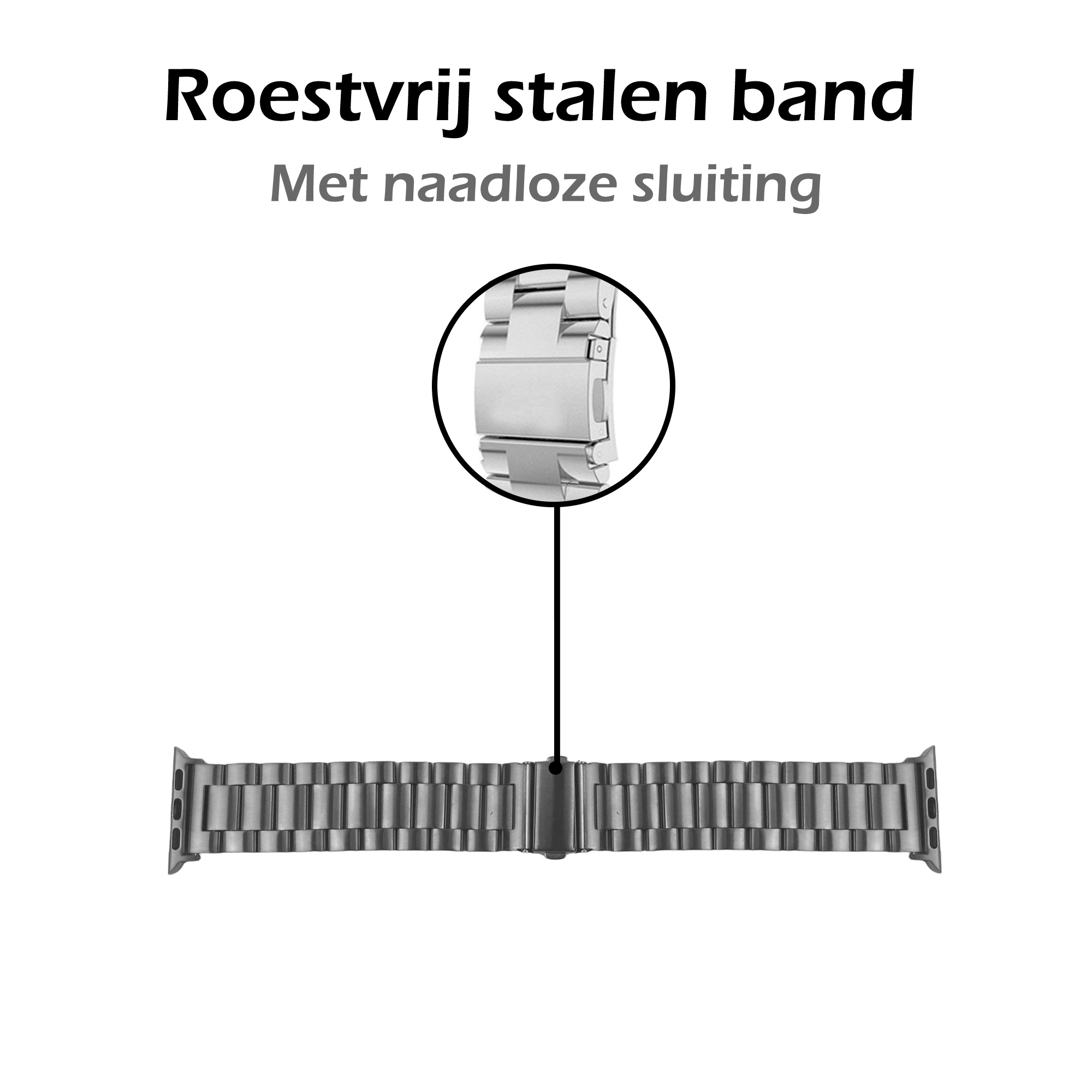 Nomfy Bandje Geschikt voor Apple Watch 1-8 / SE (38/40/41 mm) Bandje Metaal Horloge Band Schakels - Band Geschikt voor Apple Watch (38/40/41 mm) Bandje Shakels Metaal - Zilveren