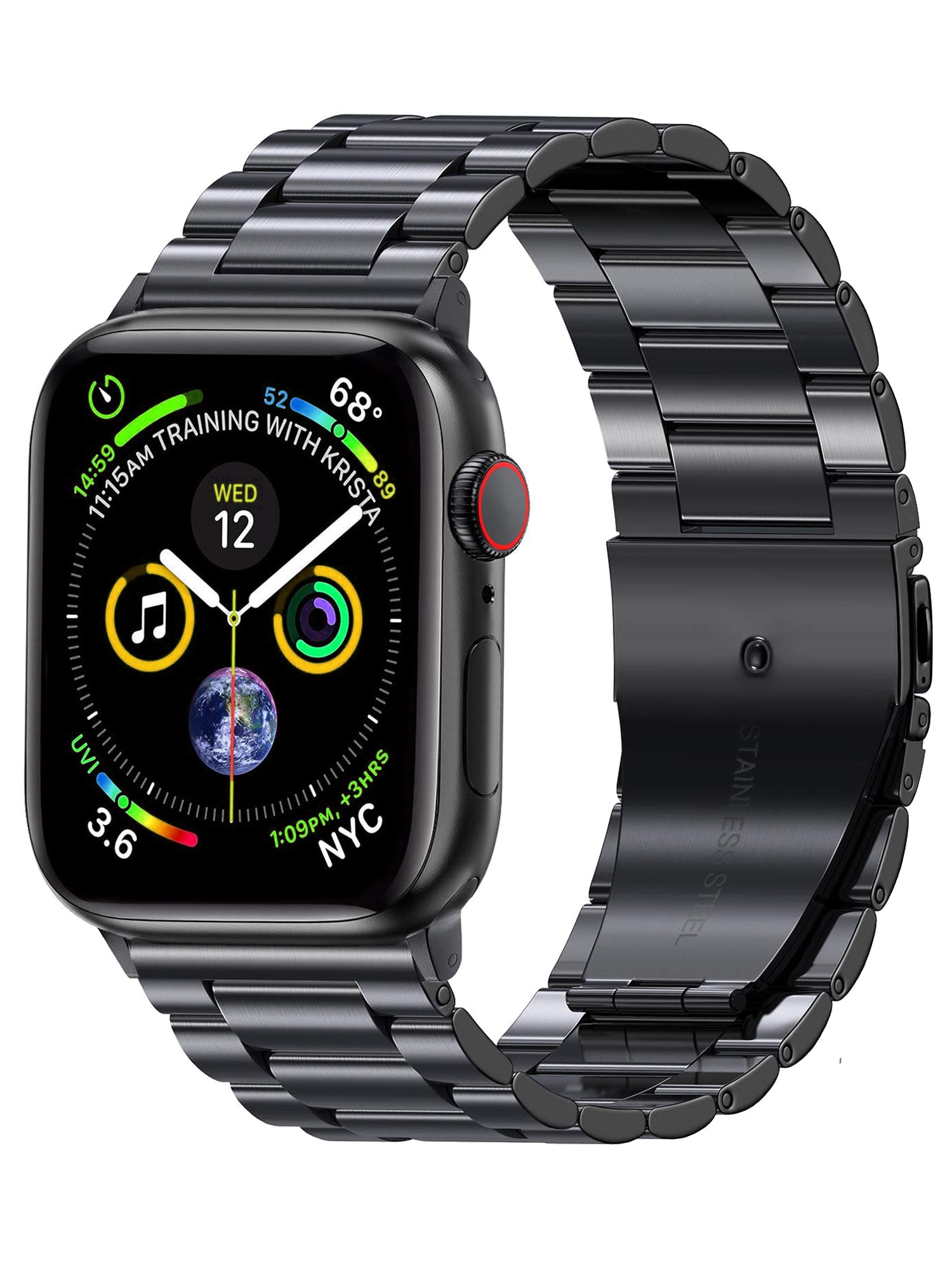Nomfy Bandje Geschikt voor Apple Watch 1-8 / SE (38/40/41 mm) Bandje Metaal Horloge Band Schakels - Band Geschikt voor Apple Watch (38/40/41 mm) Bandje Shakels Metaal - Zwart