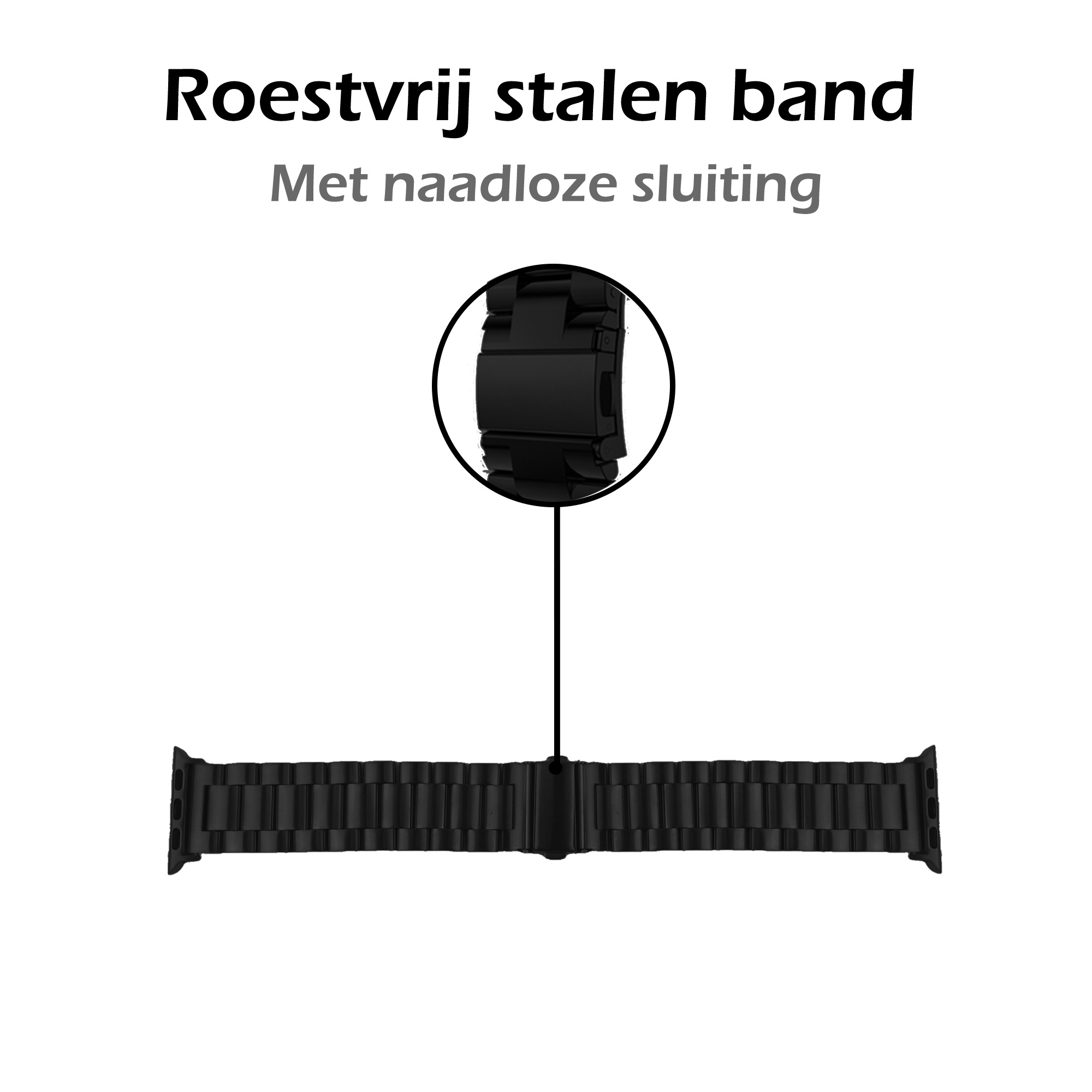Nomfy Bandje Geschikt voor Apple Watch 1-8 / SE (38/40/41 mm) Bandje Metaal Horloge Band Schakels - Band Geschikt voor Apple Watch (38/40/41 mm) Bandje Shakels Metaal - Zwart