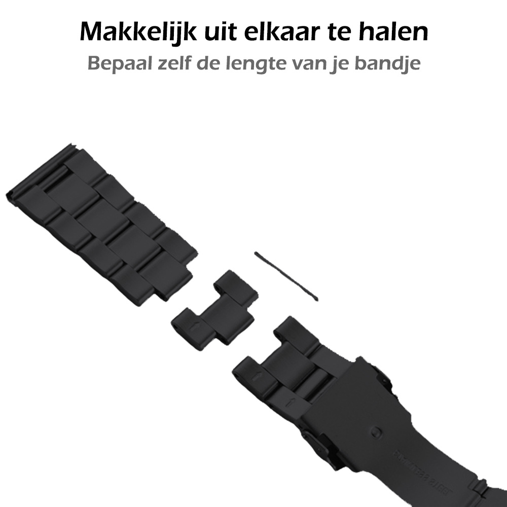 Nomfy Bandje Geschikt voor Apple Watch 1-8 / SE (38/40/41 mm) Bandje Metaal Horloge Band Schakels - Band Geschikt voor Apple Watch (38/40/41 mm) Bandje Shakels Metaal - Zwart