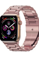 NoXx Horloge Band Geschikt Voor Apple Watch 1-8 / SE (38/40/41 mm) Roestvrij Staal Schakels - Rose Goud
